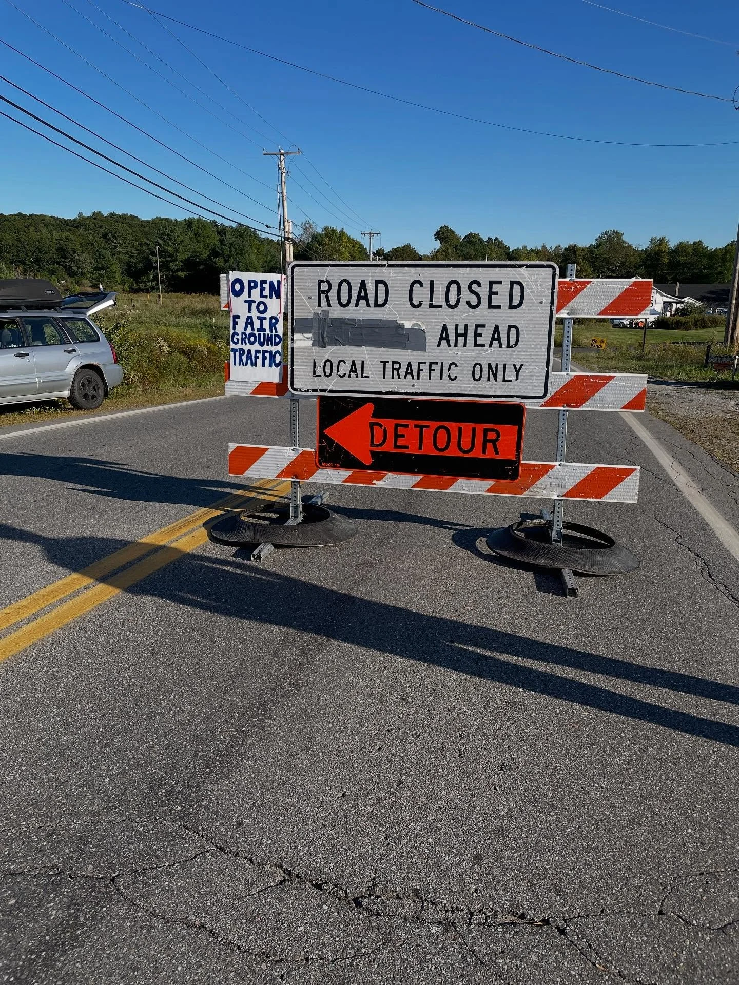 Travel update for tomorrow&rsquo;s market! Just keep trucking past this sign, the road is open to Lost &amp; Found visitors. The entrance to the Union Fairgrounds is just beyond this sign. See ya soon!