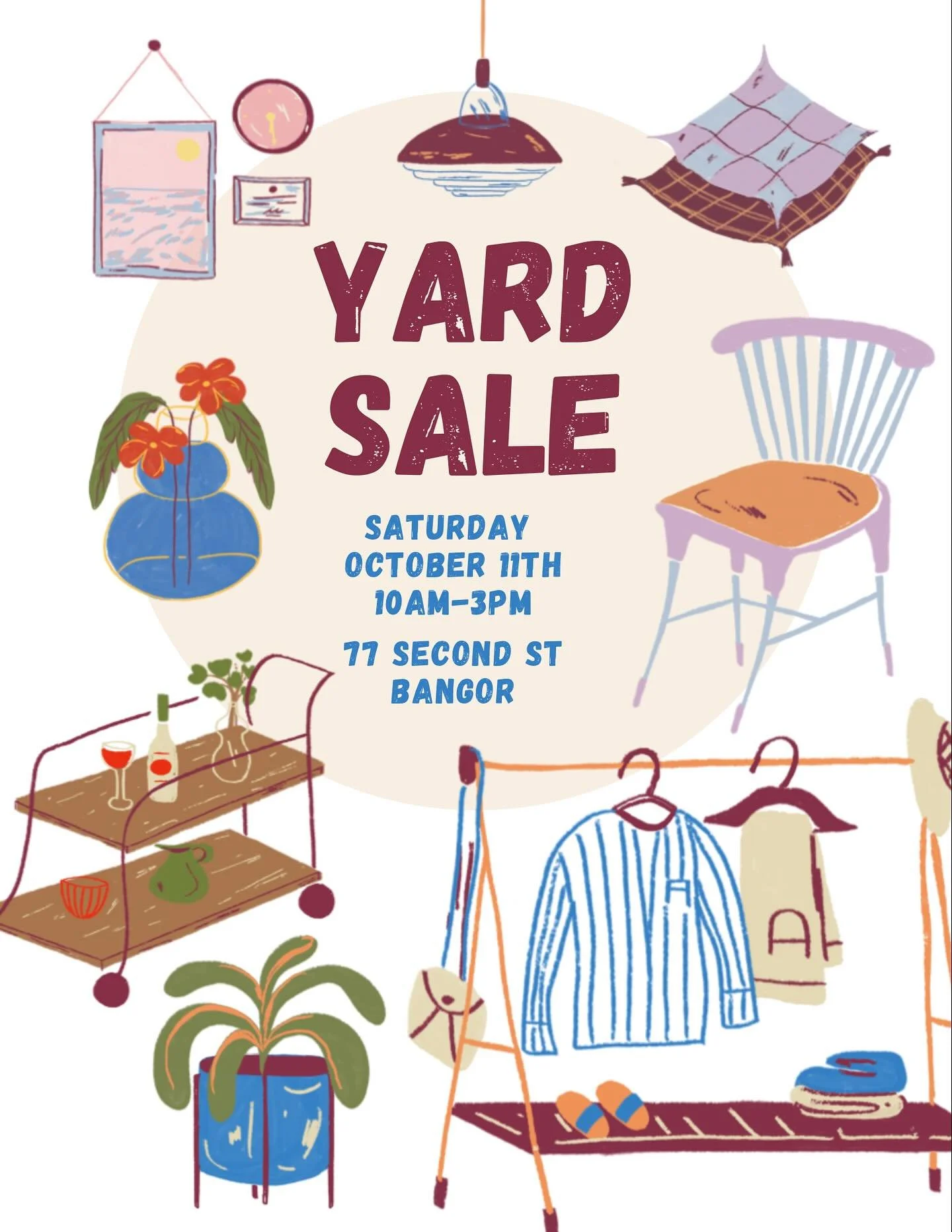 I&rsquo;m moving! Stop by 77 Second St Bangor for one heckin big yard sale. I&rsquo;ll have modern items from my personal collection plus my vintage inventory. Expect decor, modern &amp; vintage clothing, mirrors, glassware, kitchen items, linens, cu