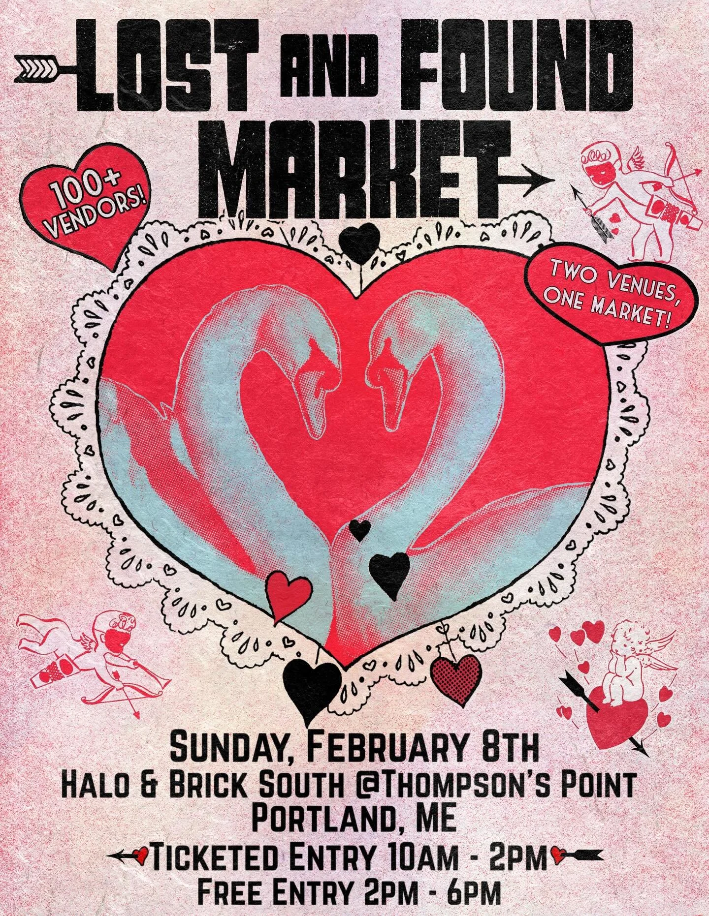 Two venues, one market! Visit Maine&rsquo;s largest vintage pop up market at Thompson&rsquo;s Point. Shop 100+ vendors stationed across TWO venues. In addition to our usual space at Brick South we will also be set up across the street at Halo. The Fe