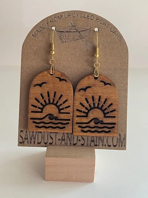 Wood Arch Beach Earrings - Upcycled Boat Oars