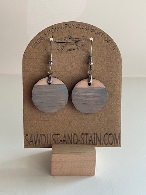 Small Circle Wood Earrings - Upcycled Boat Oars