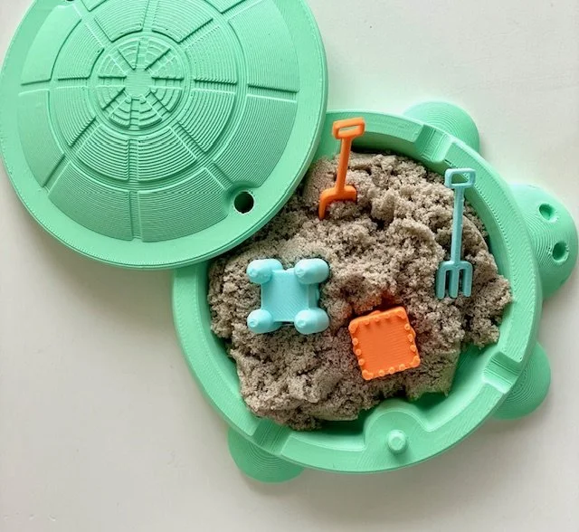 3D Printed desktop turtle kinetic sand box- comes with kinetic sand and toys