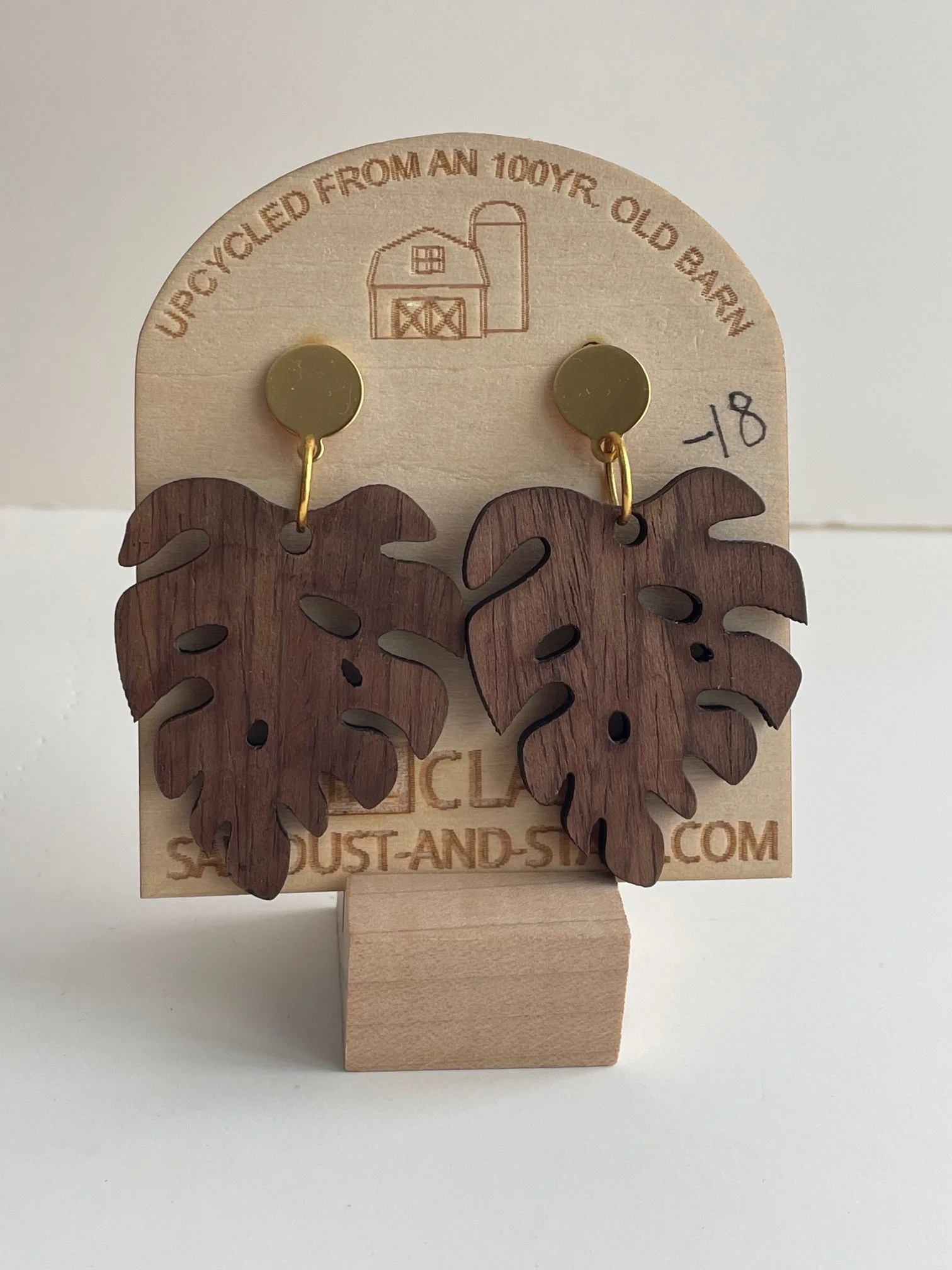 Monstera Leaf Earrings | Reclaimed Barn Wood Collection