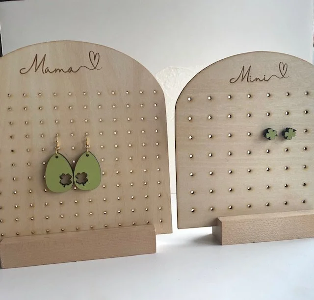 Mama + Mini Earring Organizer | Wooden Jewelry Holder for Moms & Kids
