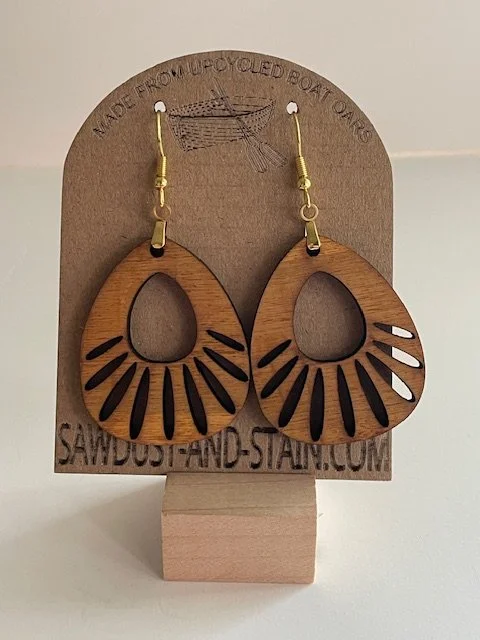 Teardrop Wood Earrings - Upcycled Boat Oars