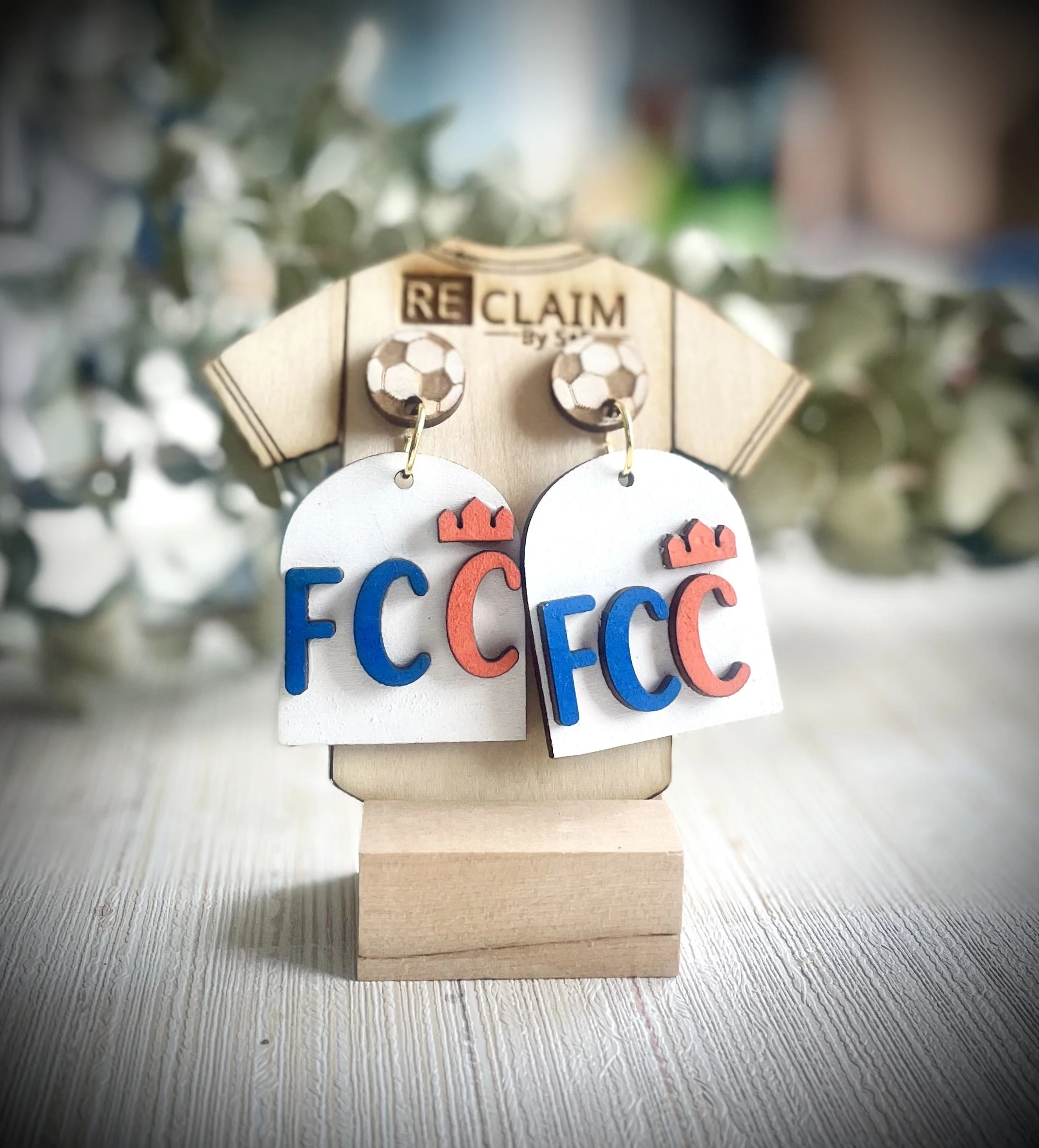 Arch FCC Soccer wood earrings