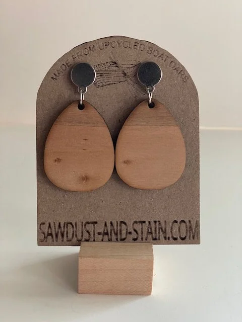 Oval Wood Earrings - Upcyled Boat Oars