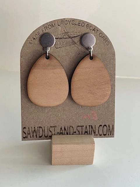 Oval Wood Earrings - Upcycled Boat Oars