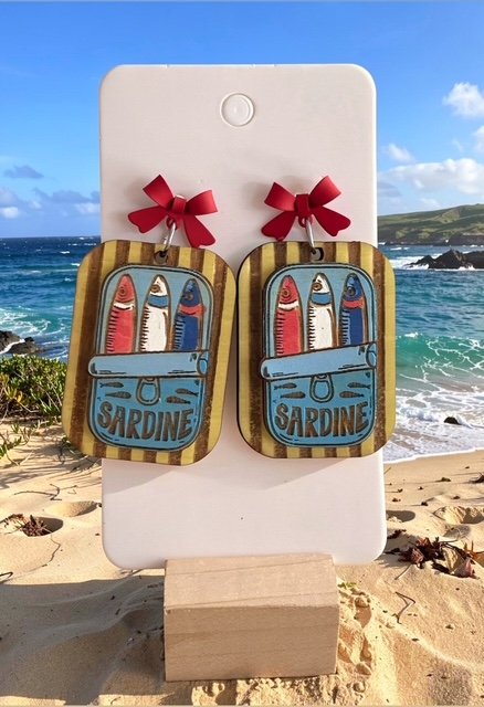 Red, White & Blue Sardine Tin Earrings