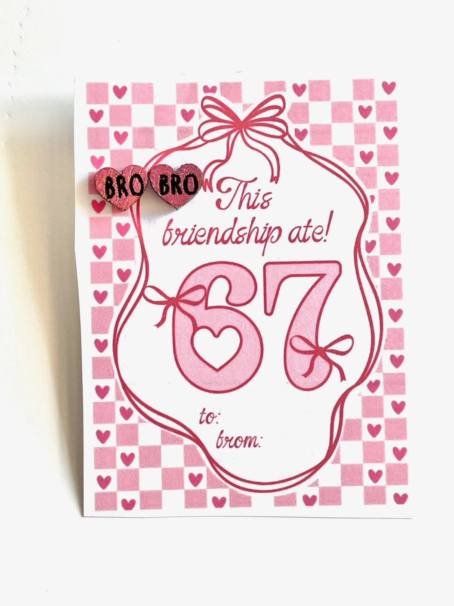 Bro Heart Stud Earrings on Giftable 67 Valentine’s Card
