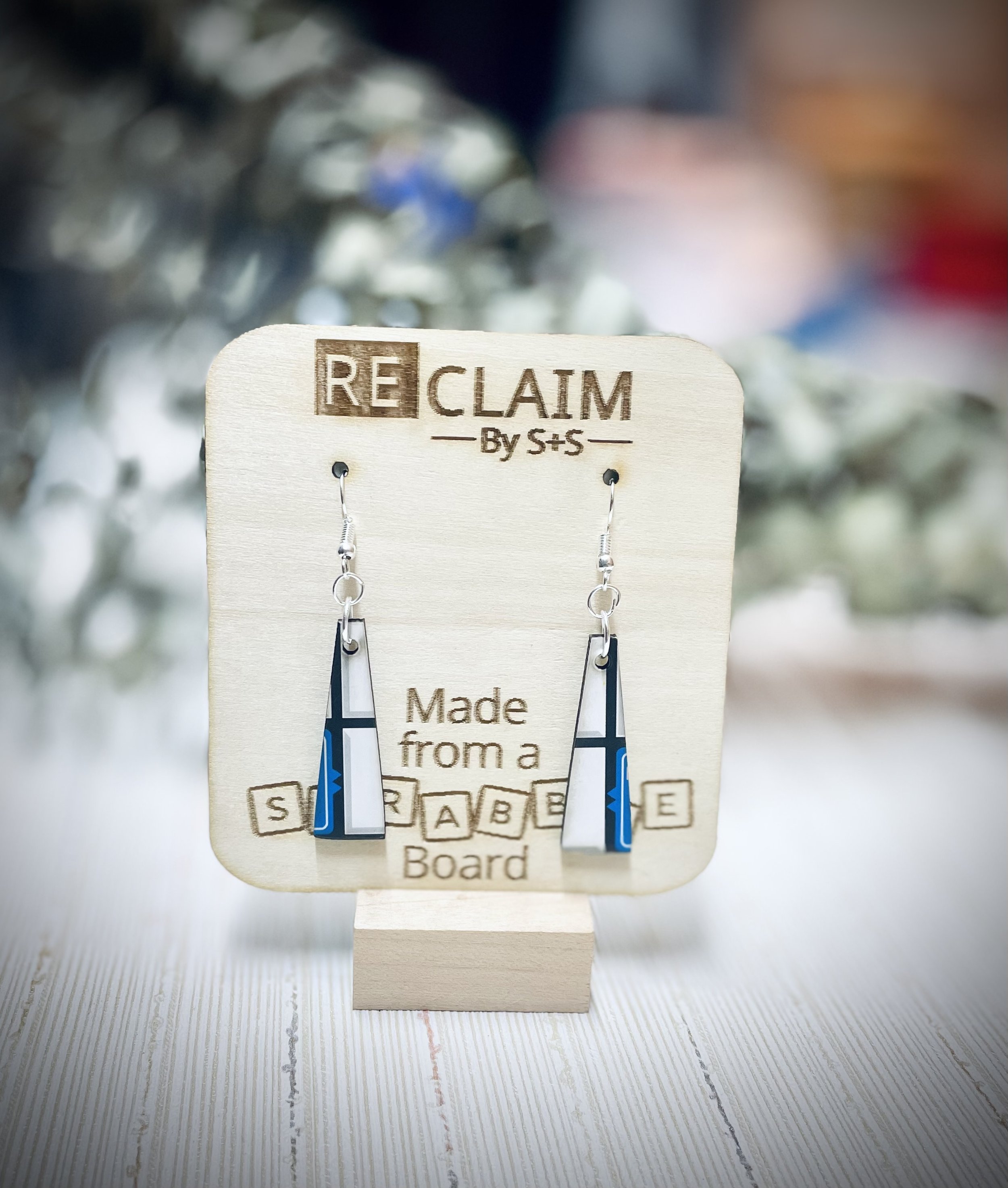 Reclaimed Scrabble Board Earrings