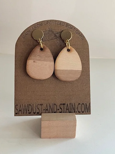 Oval Wood Earrings - Upcycled Boat Oars