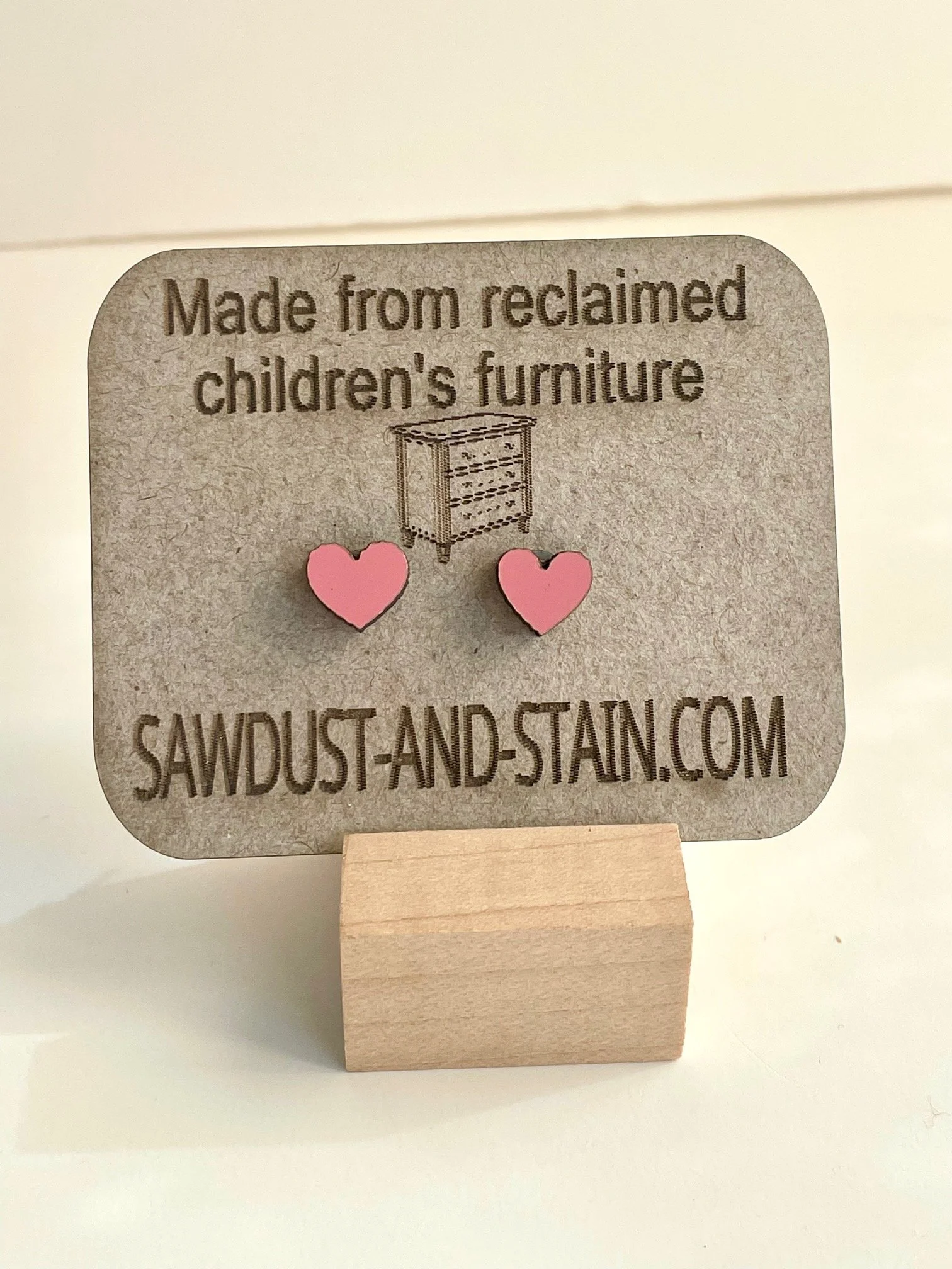 Pink Heart Stud Earrings