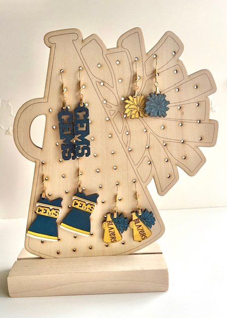 Meg & Pom Earring Holder | Wooden Jewelry Organizer & Earring Stand