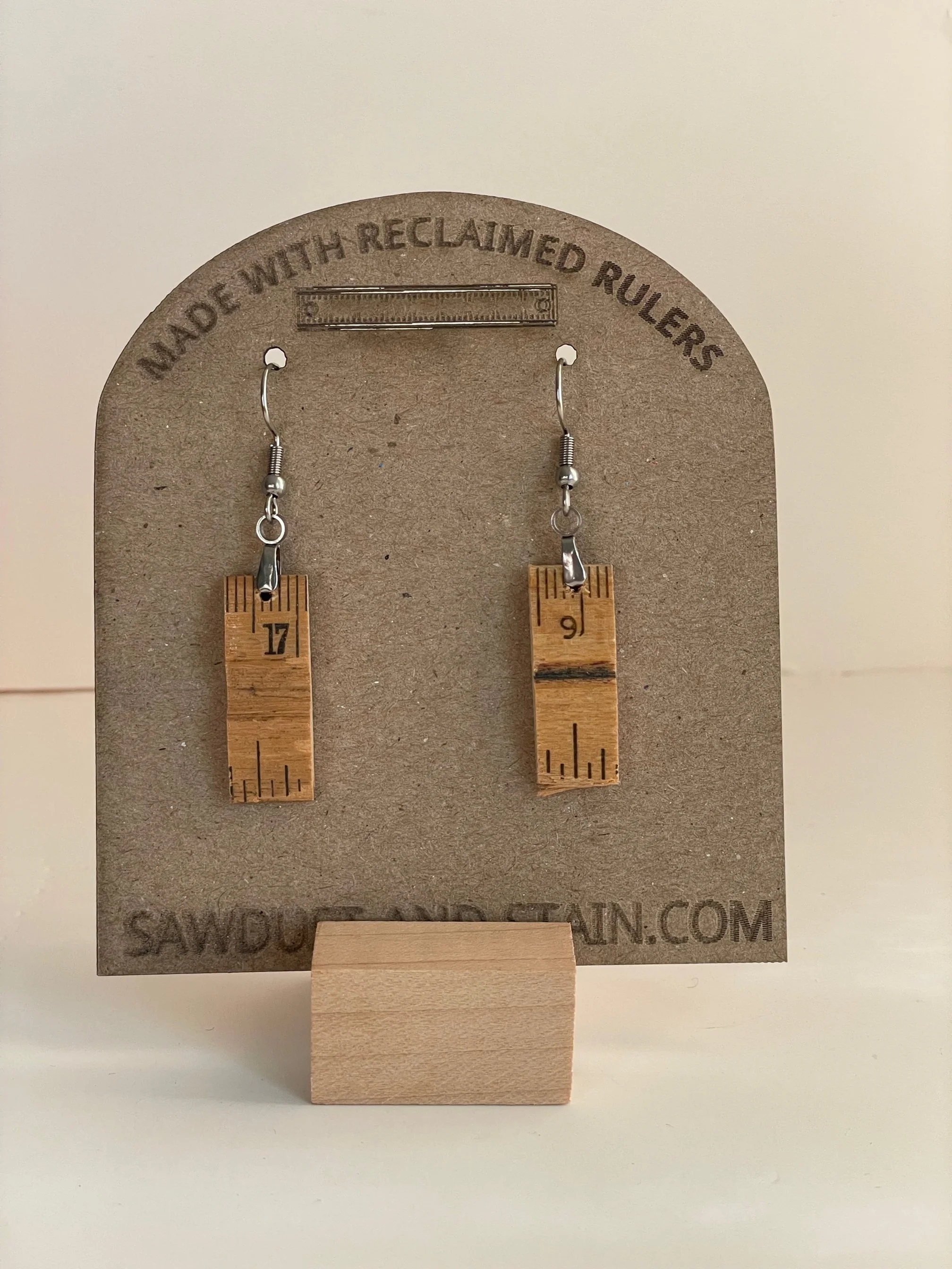 Handmade Reclaimed Ruler Earrings for Teachers