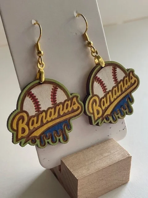 Banana  baseball Inspired Earrings