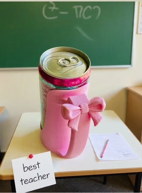3D Printed Slim Can Holder with Bow | Cute Slim Can Koozie for Seltzer & Energy Drinks
