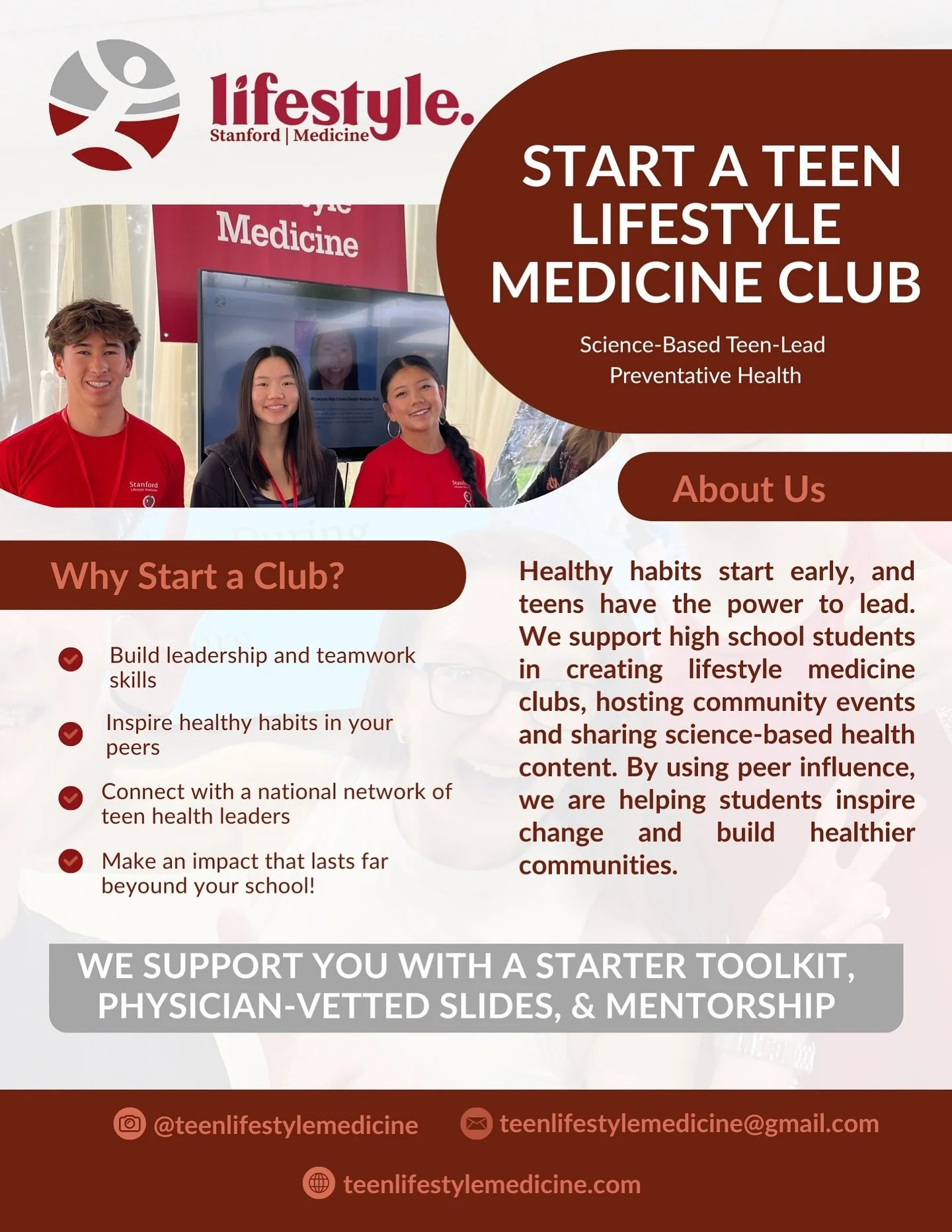 Healthy habits start early, and teens have the power to lead! 💪

Start your own Teen Lifestyle Medicine Club and inspire peers to build healthier communities.

Get our starter toolkit, physician-vetted slides, and mentorship to make a lasting impact