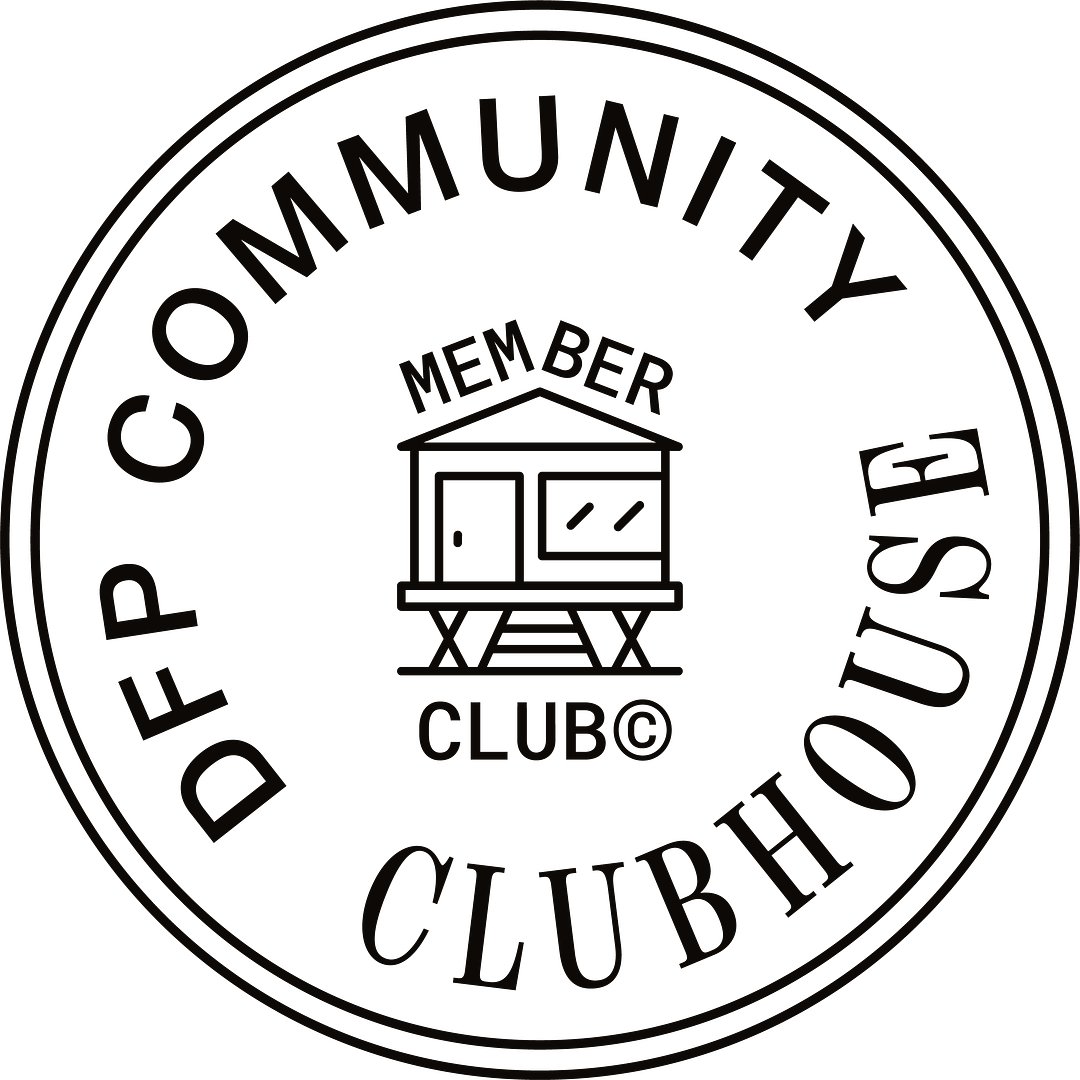 Black circular logo with the words 'Department of Community Club' surrounding a house icon in the center.