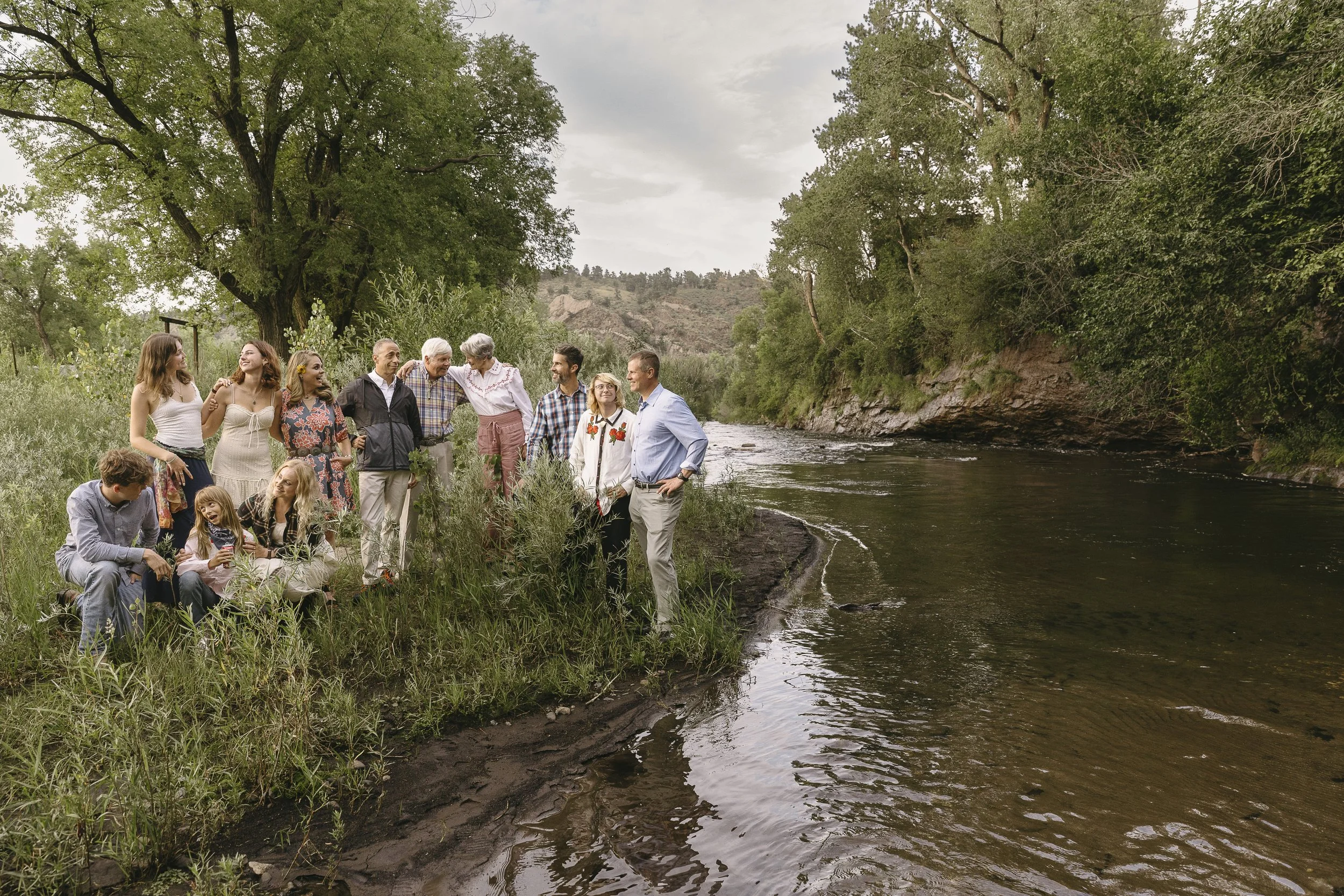 family photos by the river