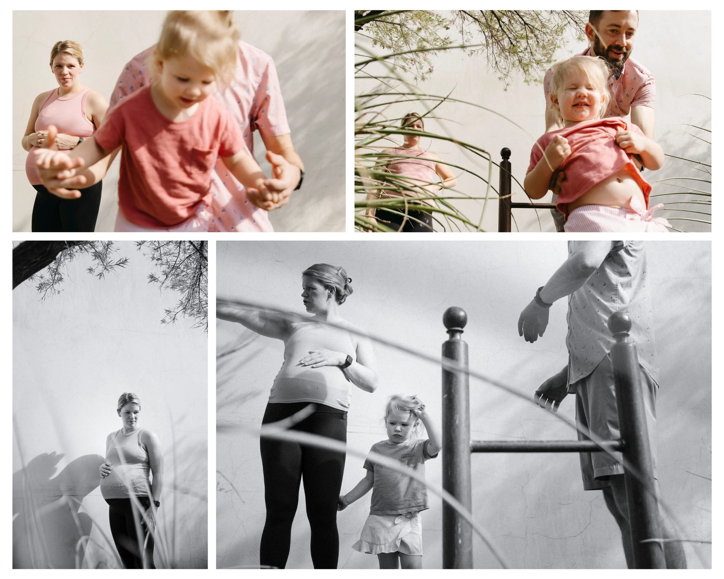 tucson family plays outside during a family session in Tucson
