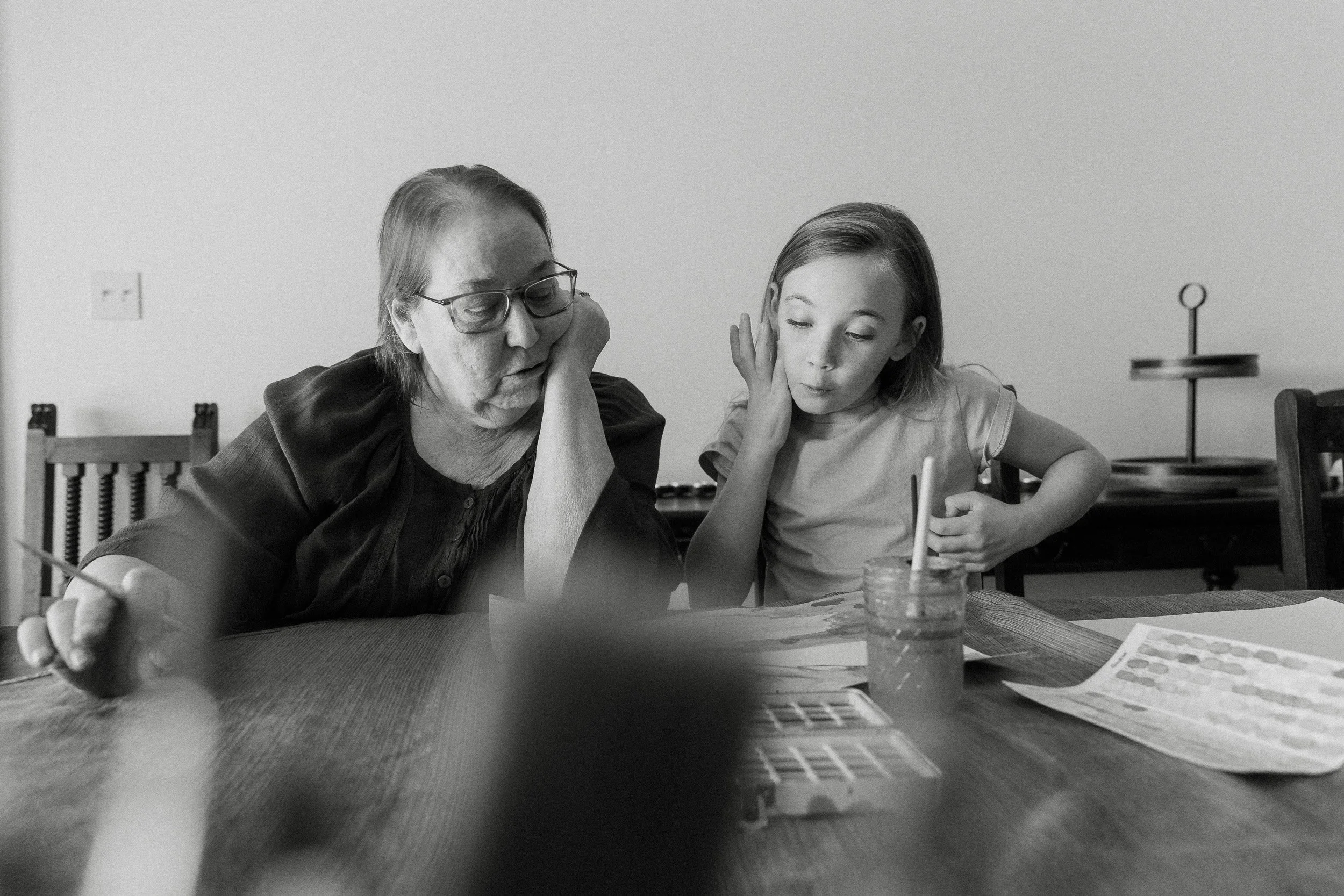  painting together during an in home photography session in tucson, az 