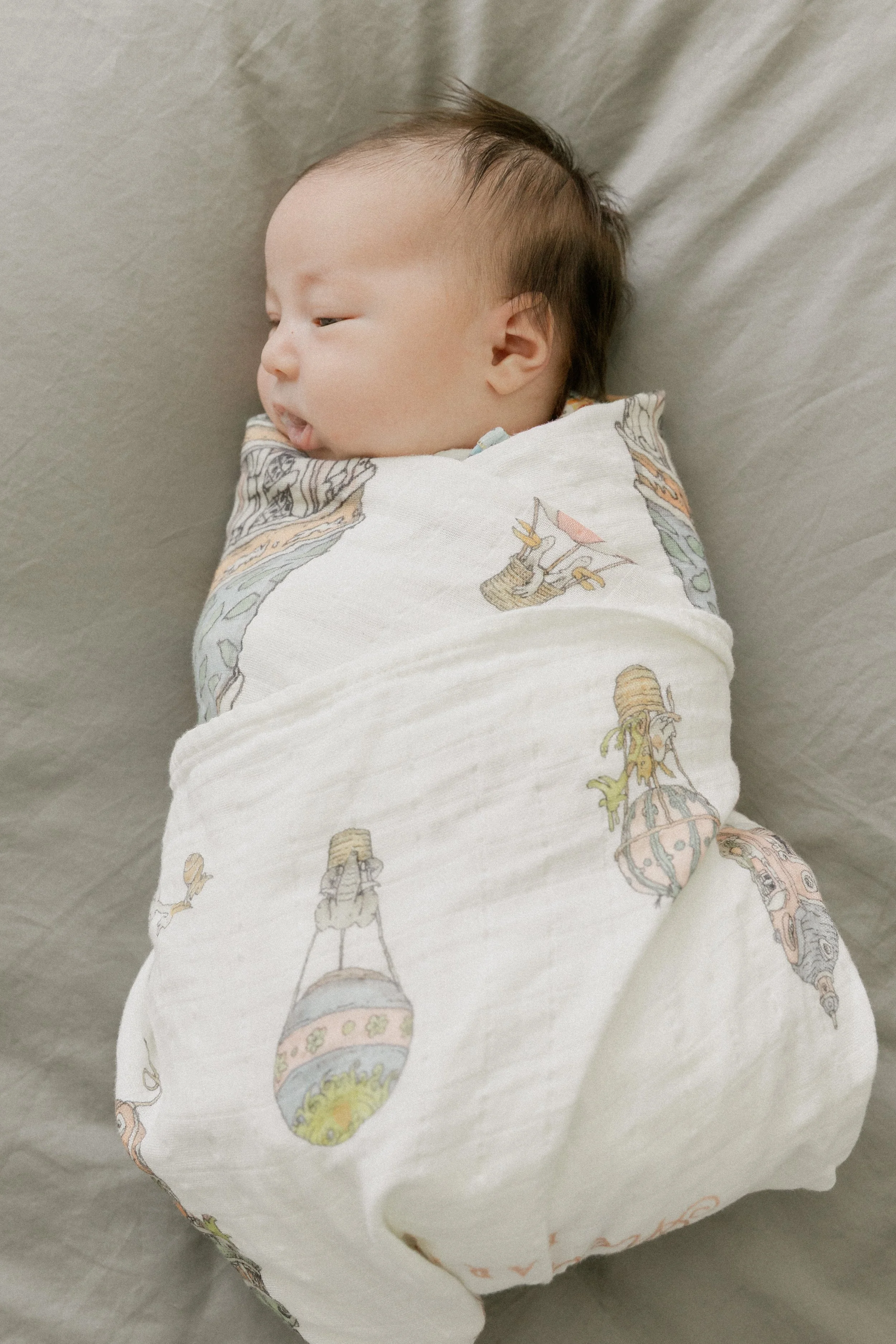 swaddled newborn sleeps during photo session at home in tucson, az