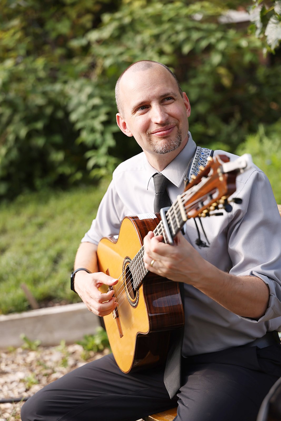 Wedding client photo accompanying five-star testimonial