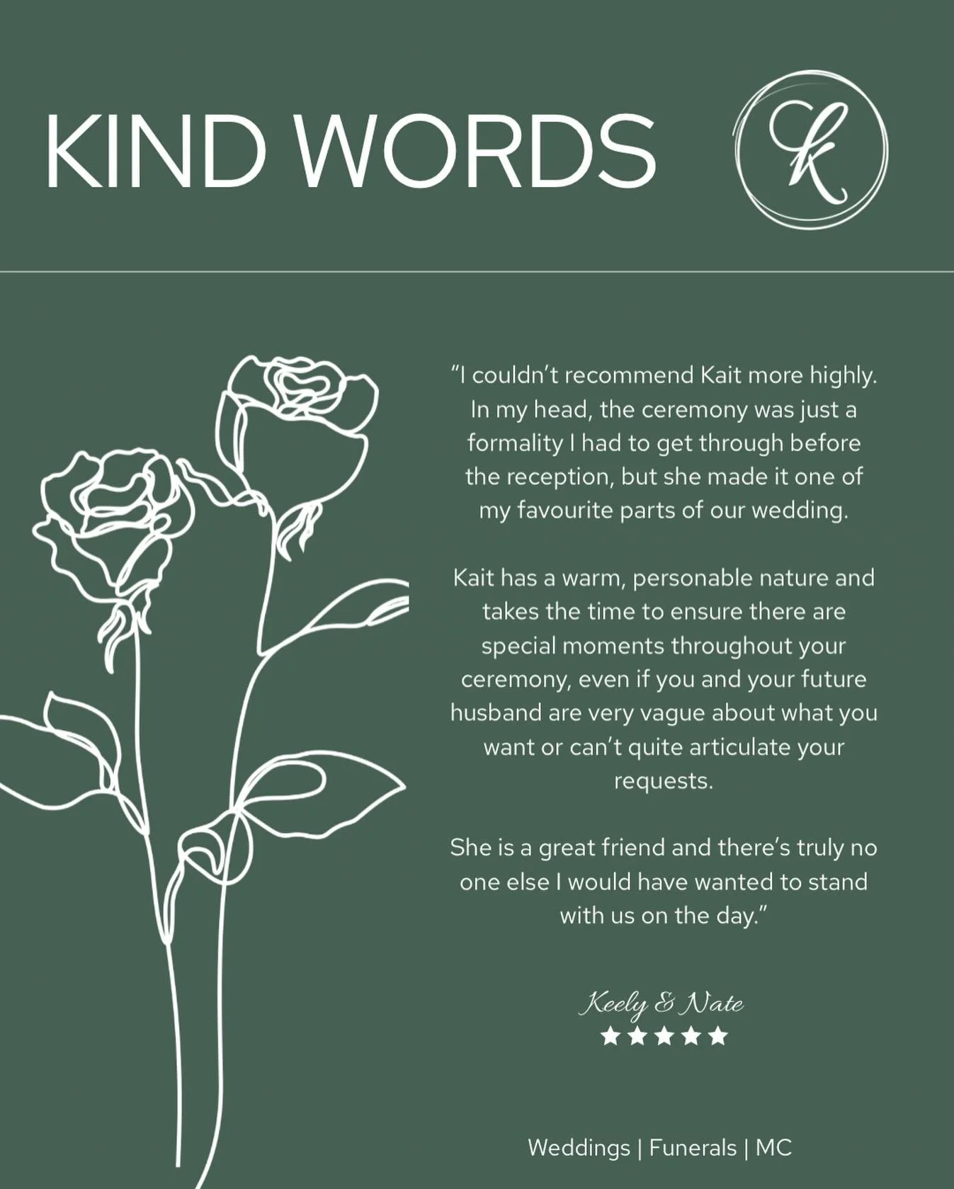 ⭐️Client Reflections ⭐️

&ldquo;There&rsquo;s truely no one else I would have wanted to stand with us on the day&rdquo; 

It means the world to be part of such special moments and to create ceremonies that truly reflect each couple&rsquo;s story 🤍

