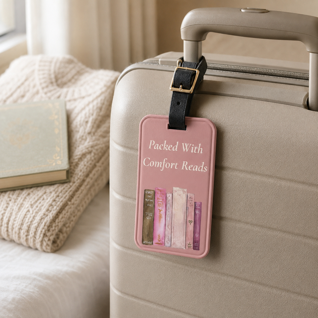 Packed With Comfort Reads Luggage Tag | Booklover Travel Accessory