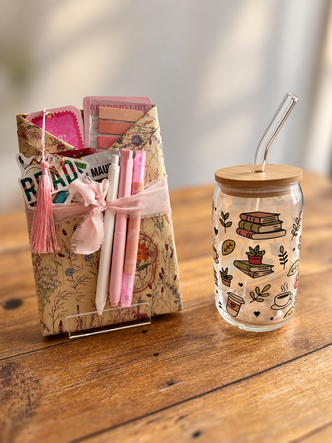 Floral stationery bundle with bookish glass.png