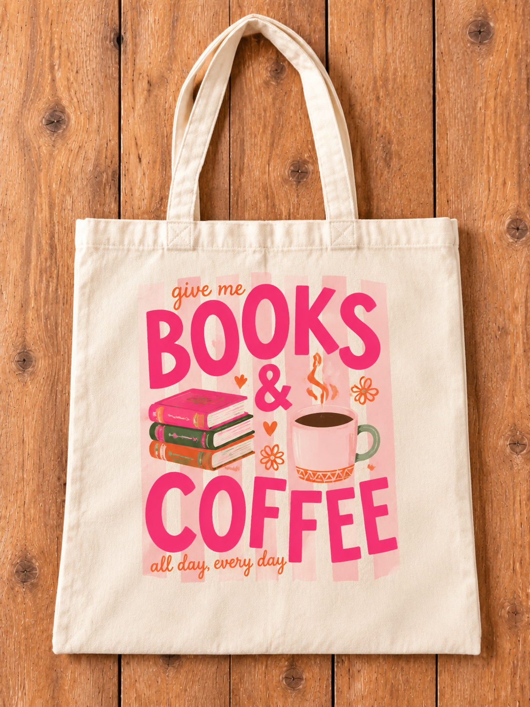Books and Coffee Tote on Rustic Wood.png