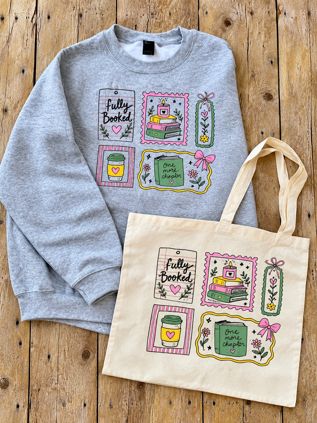Fully Booked sweatshirt and tote flat lay.png