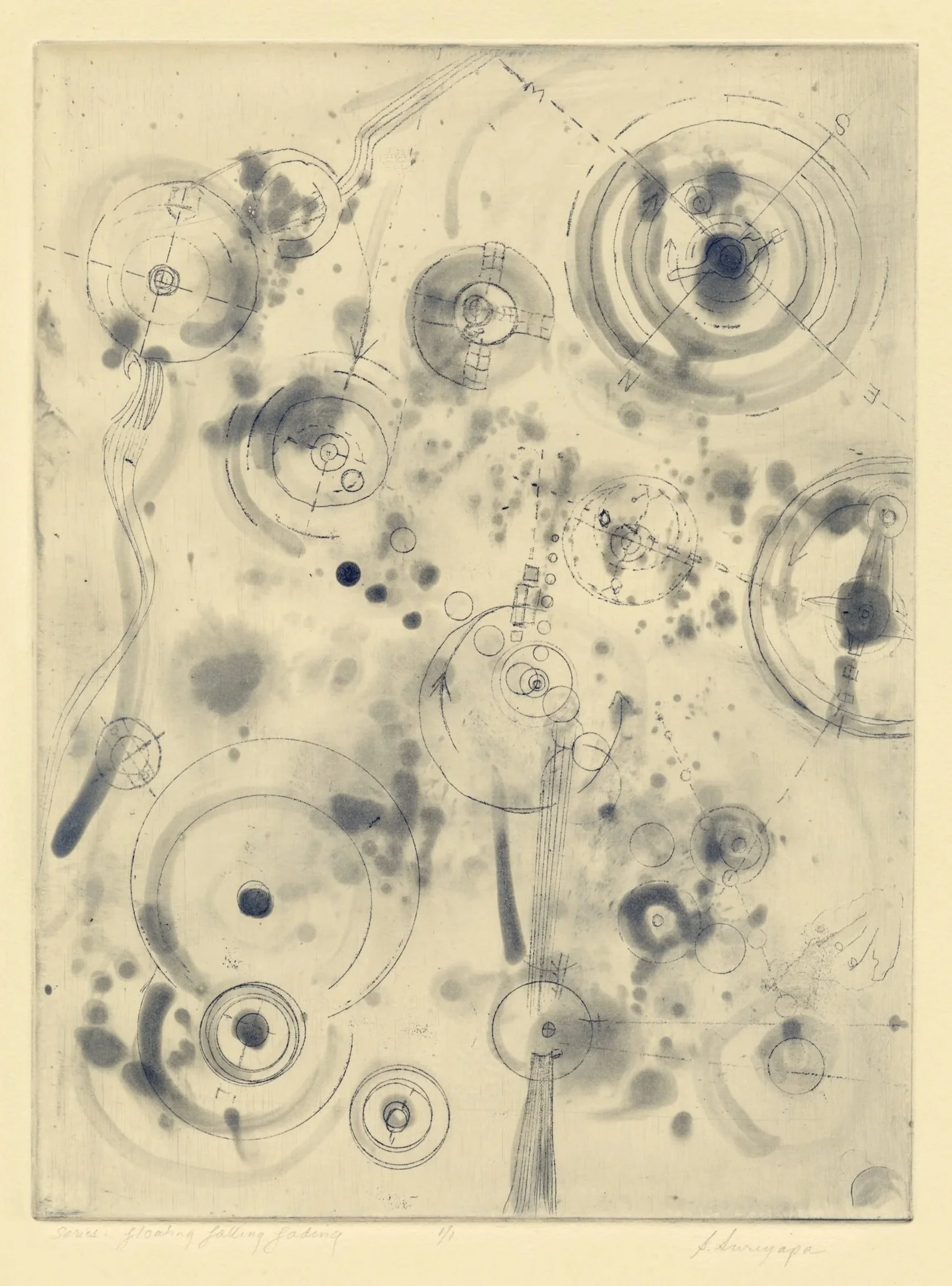 Floating, Falling, Fading II
Soft-ground, spit-bite etching
15" x 22.5 H", 2024