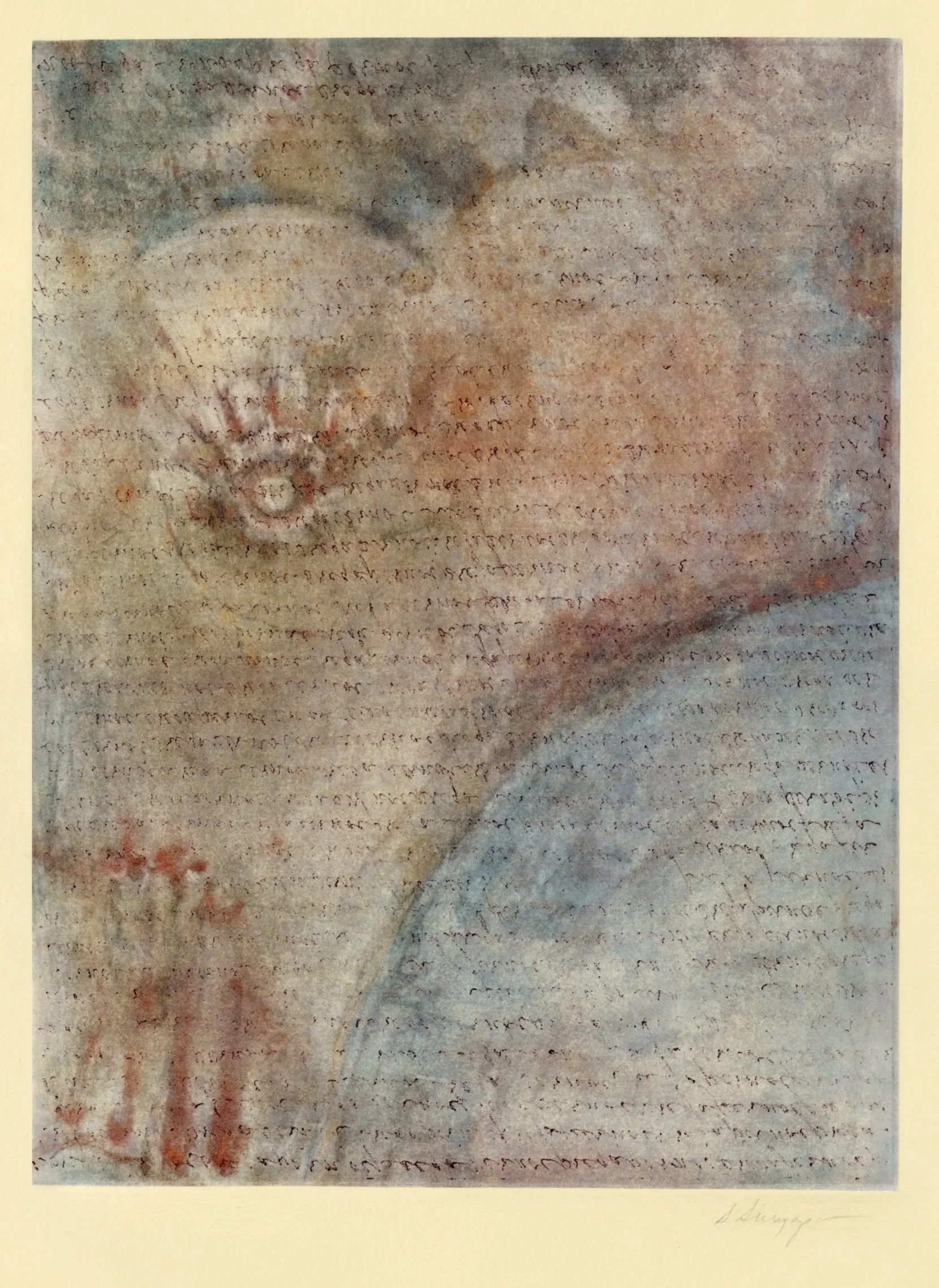 Prega Per Noi VII
Soft-ground etching, chine collé
15" x 22.5" H, 2023