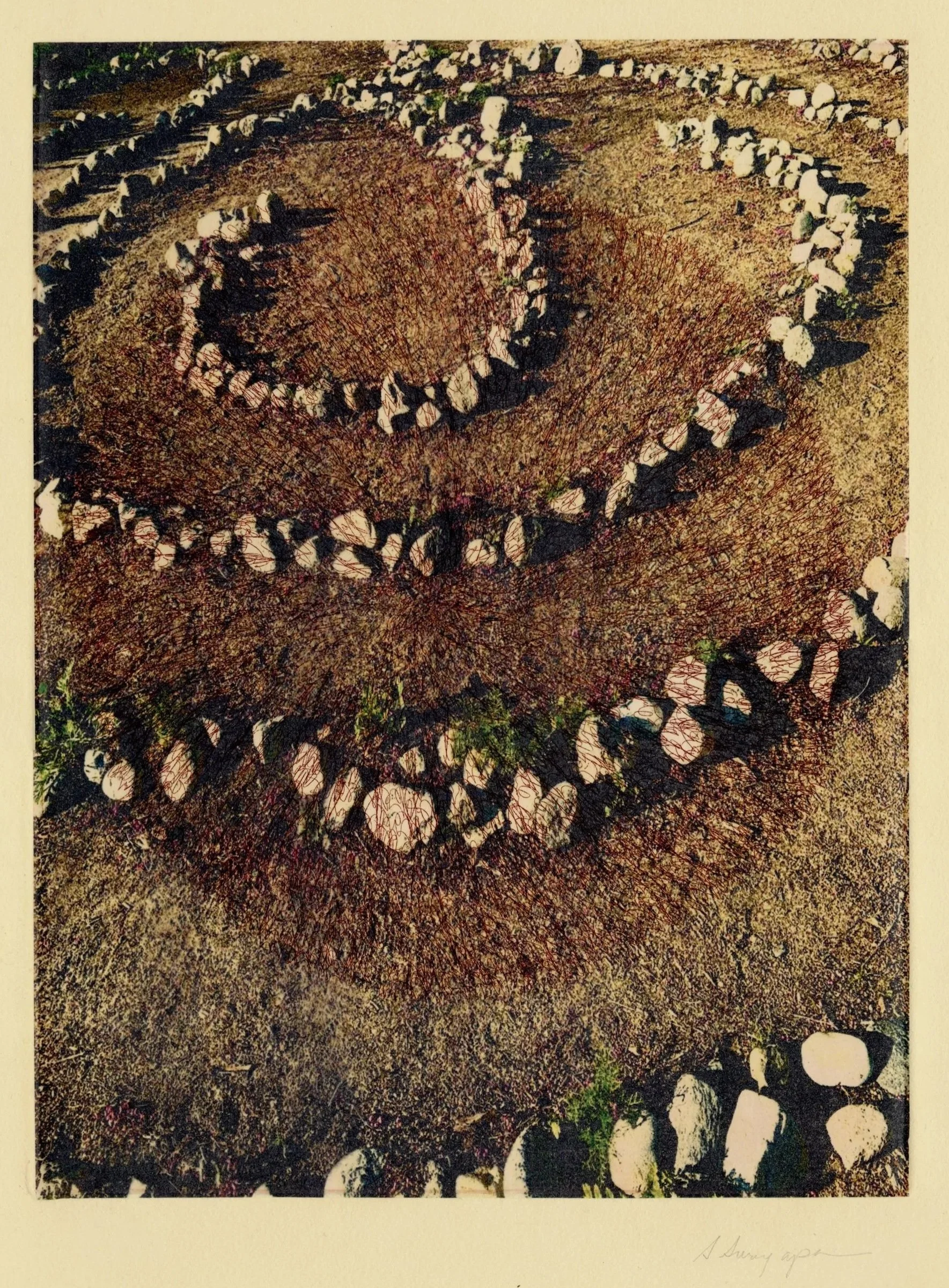 Prega Per Noi III
Soft-ground etching, chine collé
14" x 21.25" H, 2024