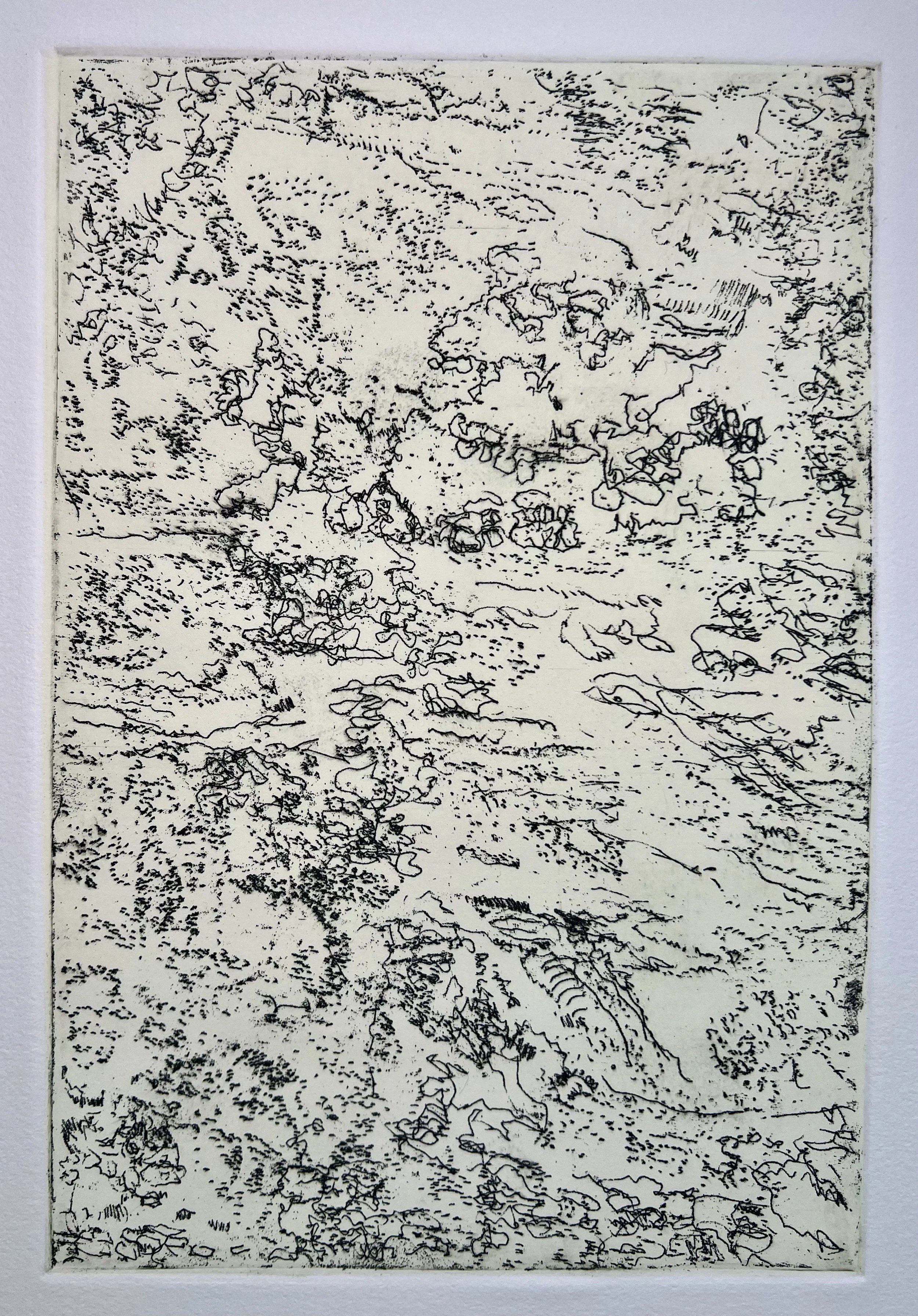 Mapping Hope
Soft-ground etching, Chine Collé
6" x 9" H, 2026