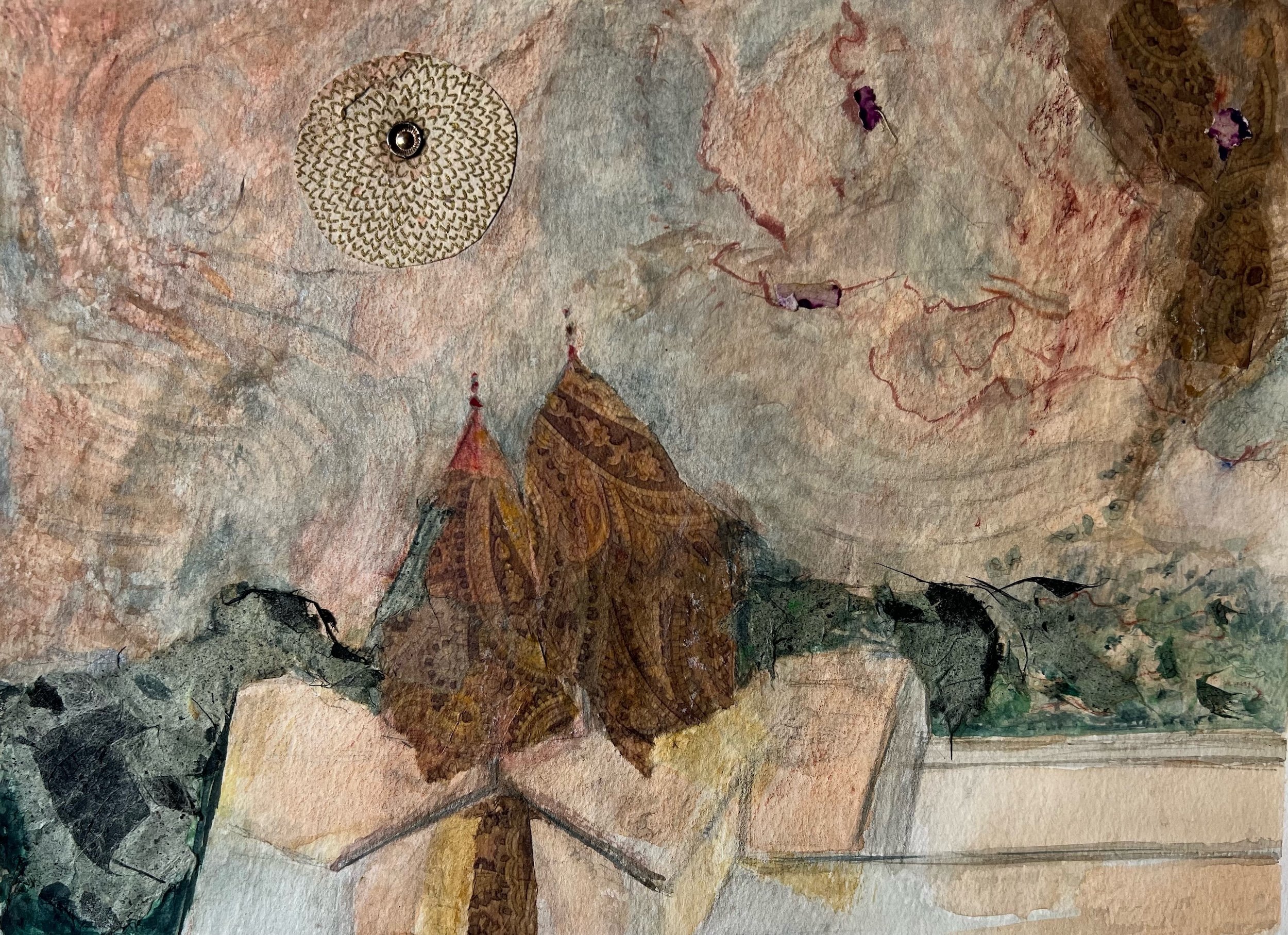 Song of Bangkok
Collage, watercolor, 11.25" x 8.25" H, 2020