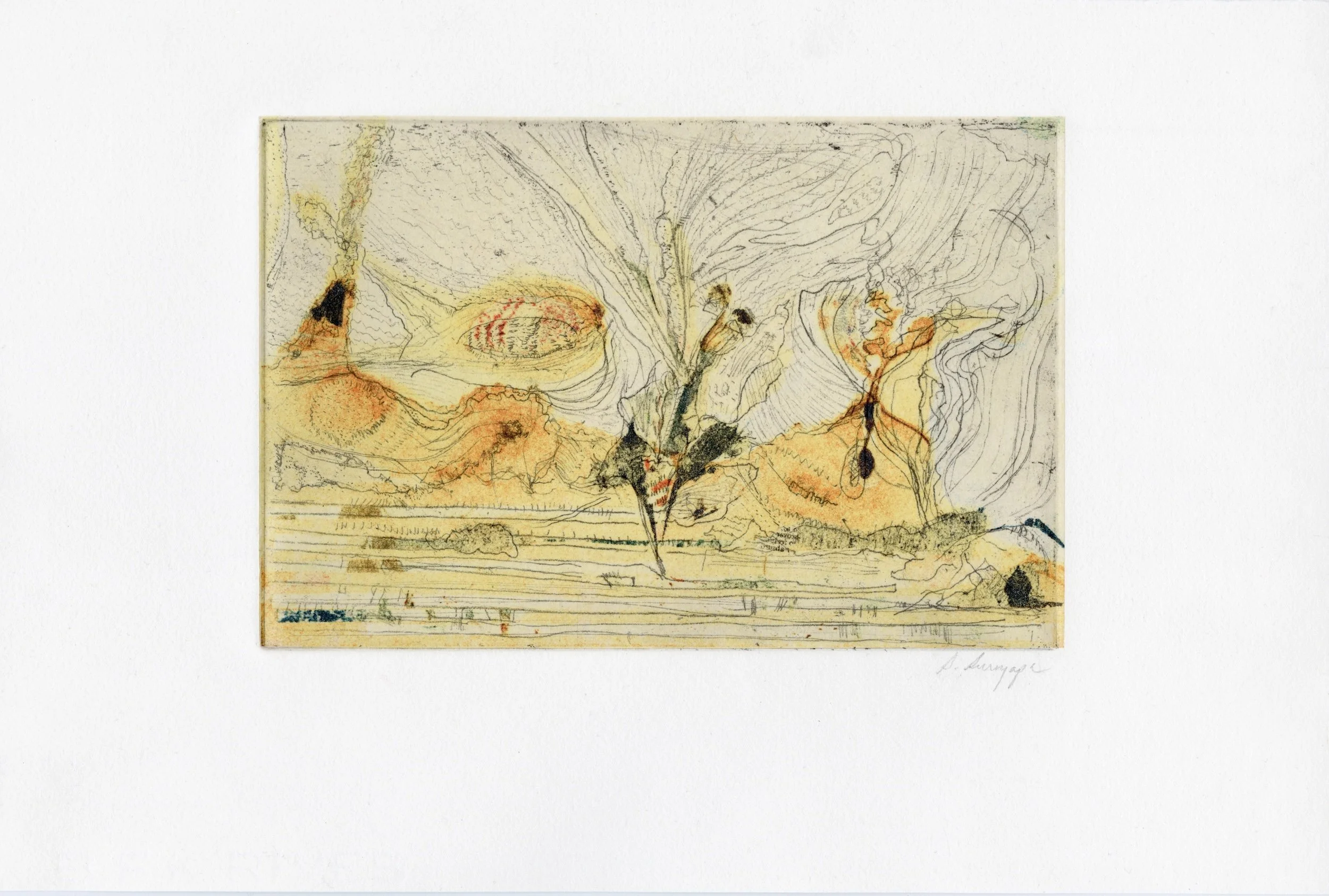 Waltzing
Etching, chine collé, 15" x 11.25" H, 2024