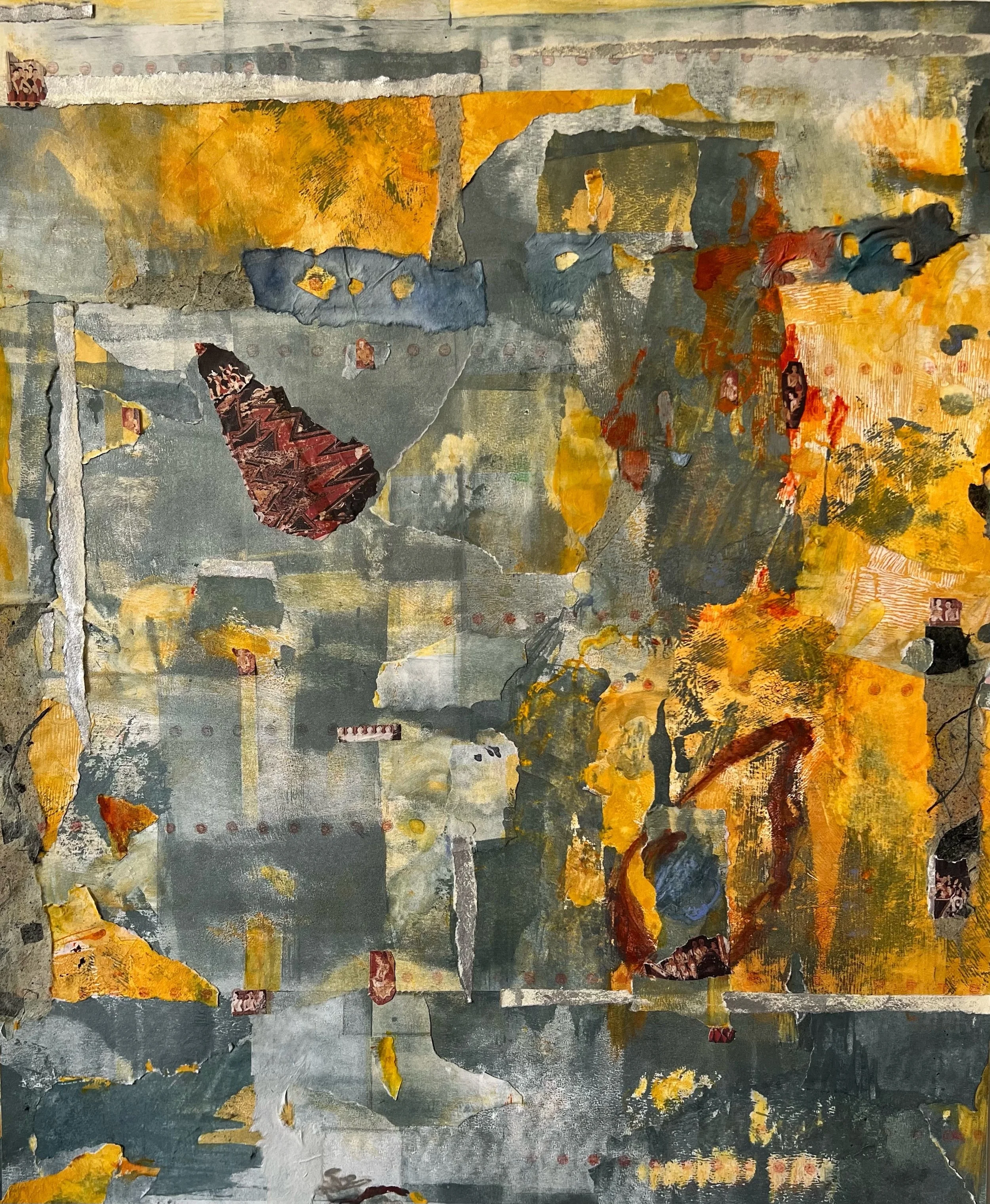 Bangkok Rhythms
Collage, graphite, tempera, 16" x 20" H, 2023