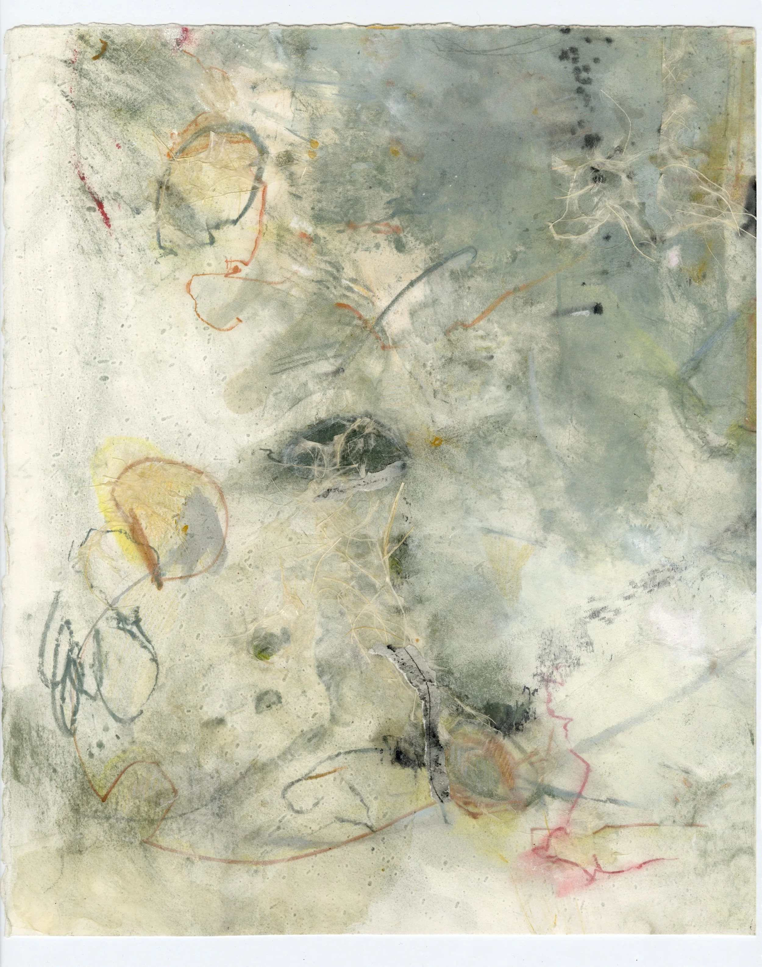 Murmuring I (tryptic)
Collage, colored pencil, graphite, pastel, water soluble crayon, 2023