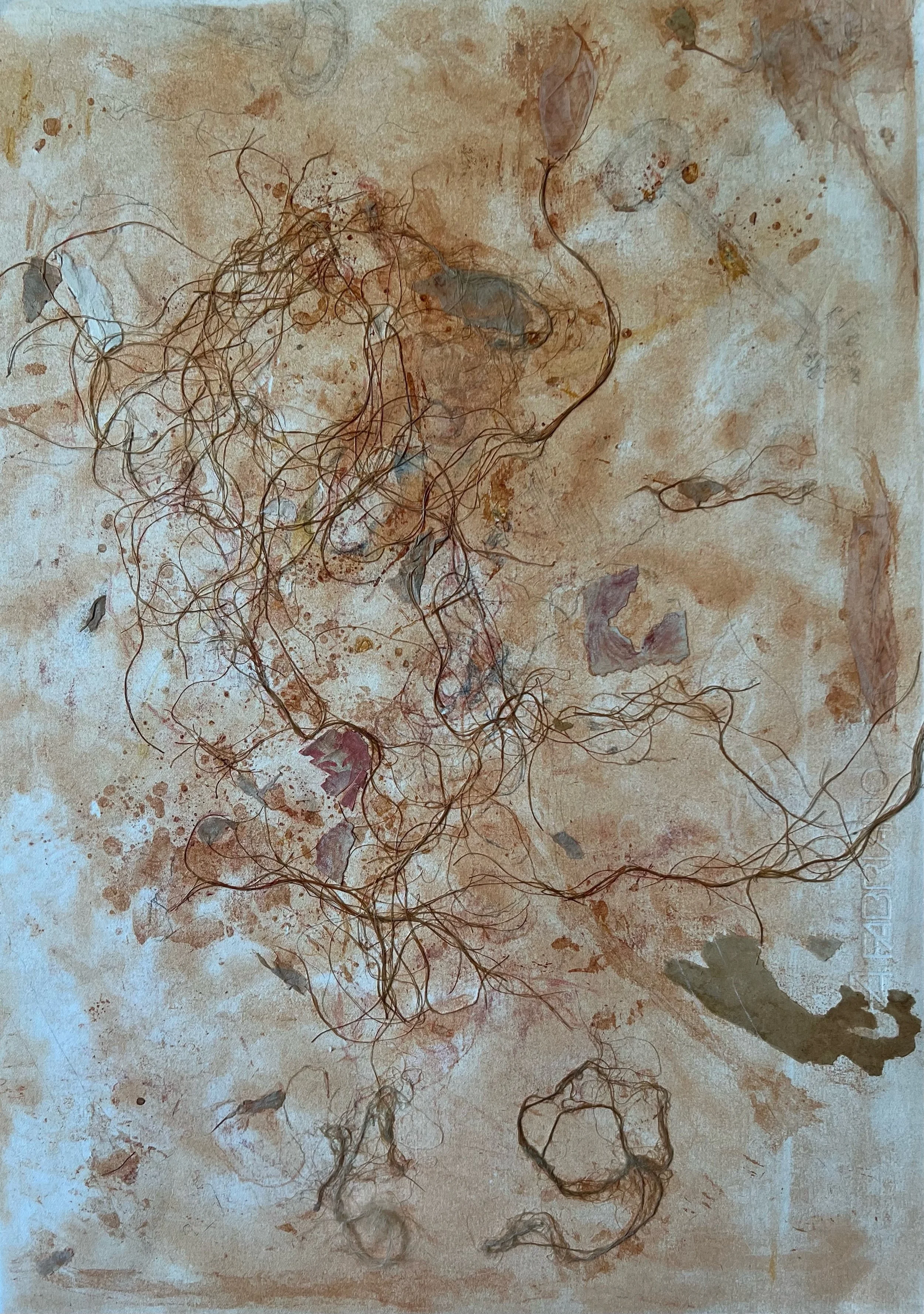 Civita to Piedmont
Clay, collage, colored pencil, thread, 2022