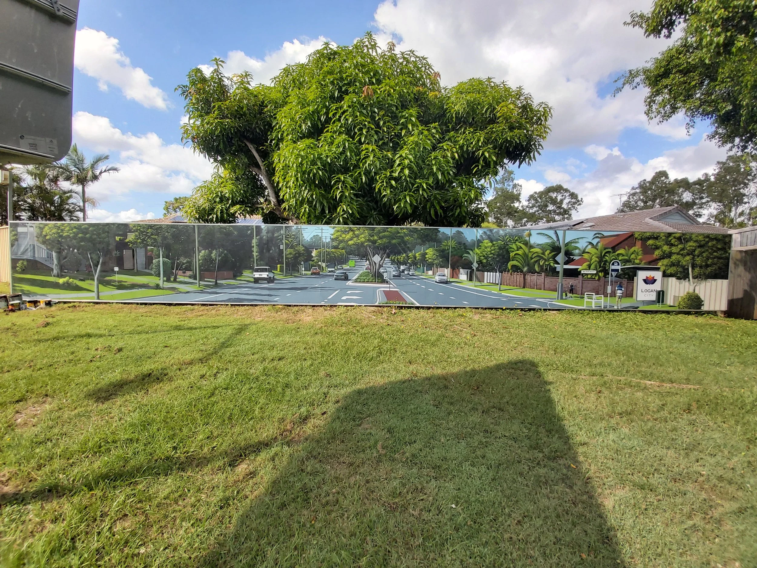 A painting looking up Chatswood road towards Daisy Hill, a suburb to the south of Brisbane.
