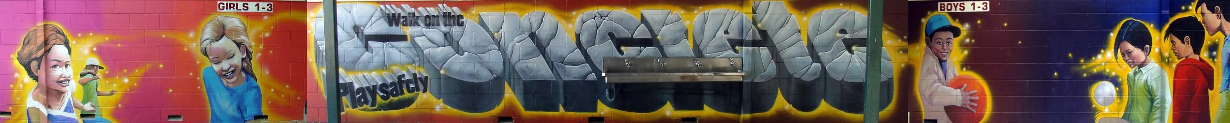 "Walk on the concrete" mural at Kingston Primary School