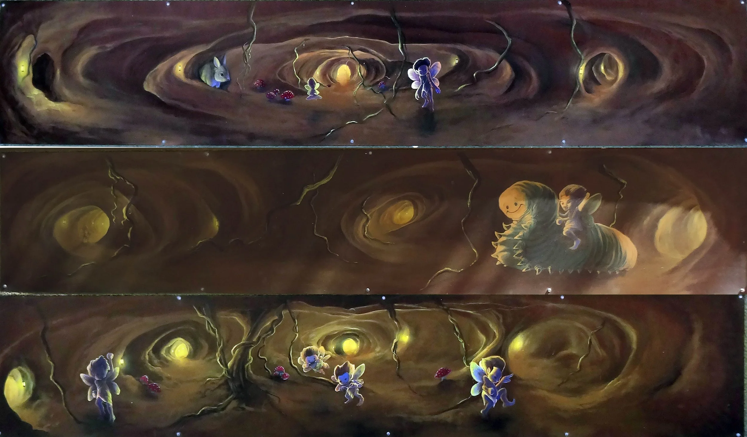 3 boards painted for the sides of a garden at Woodridge