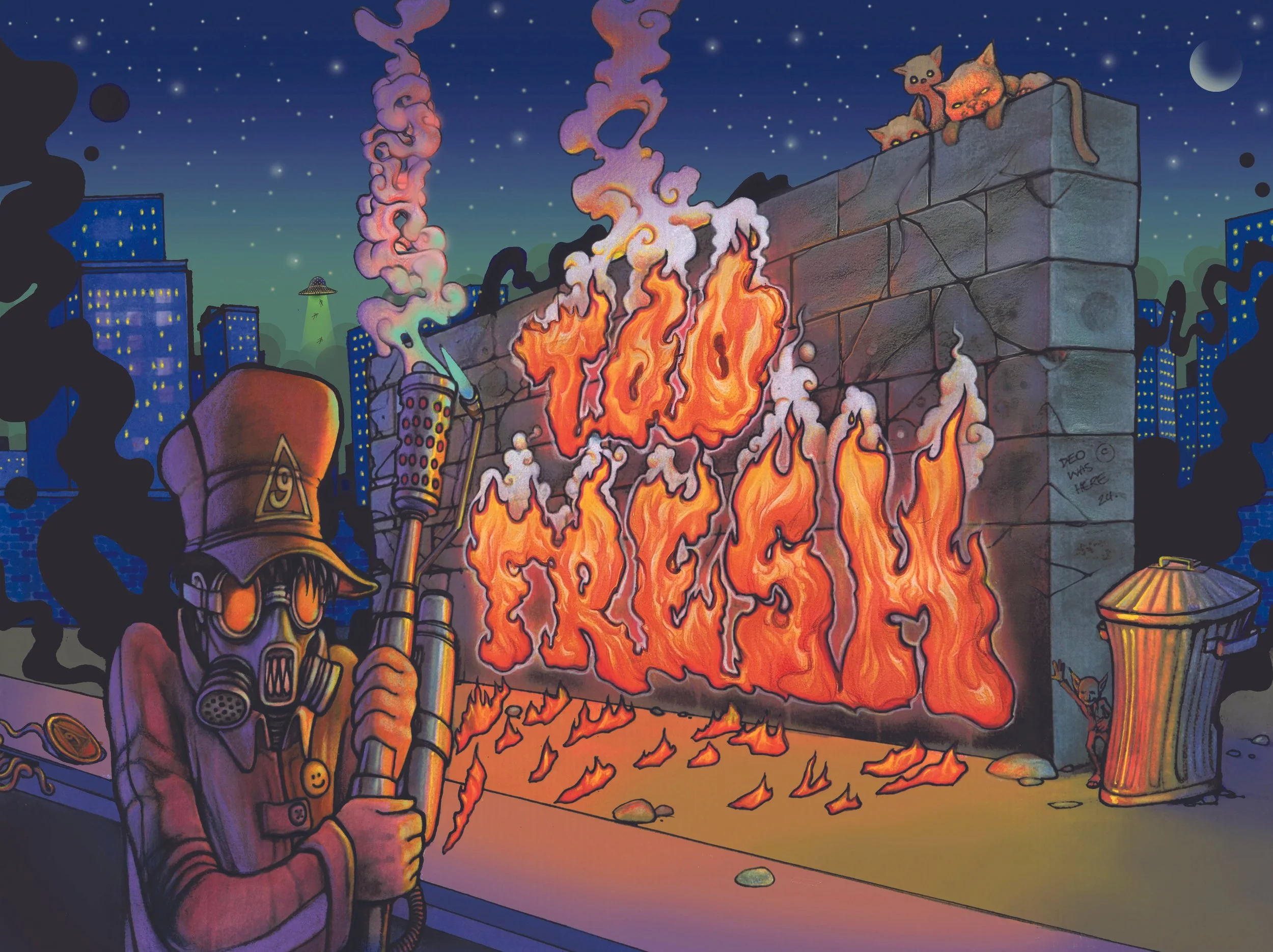 One of several T-shirt designs for a brand called "Too Fresh". 2023.