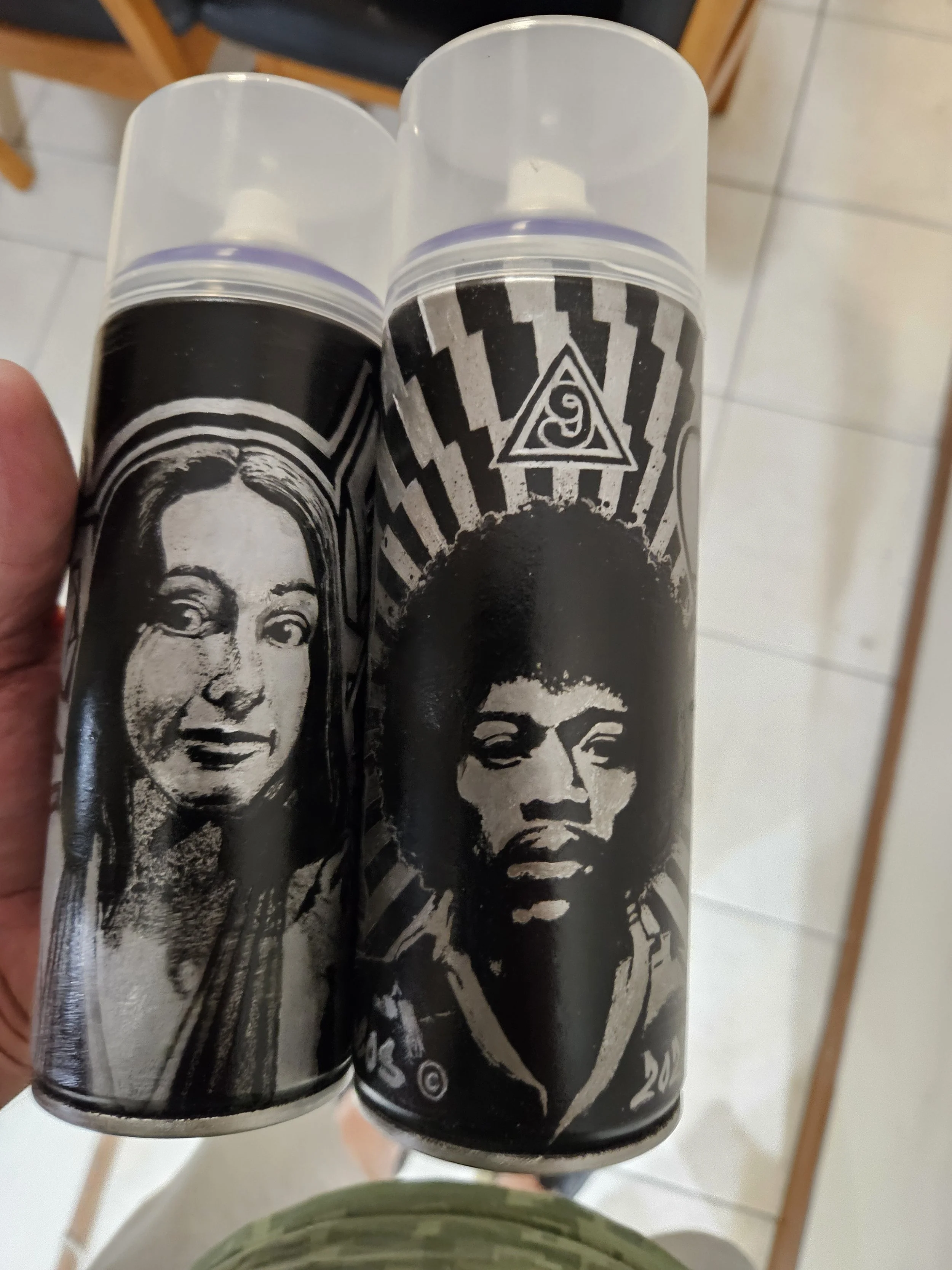 Engraved spray cans
