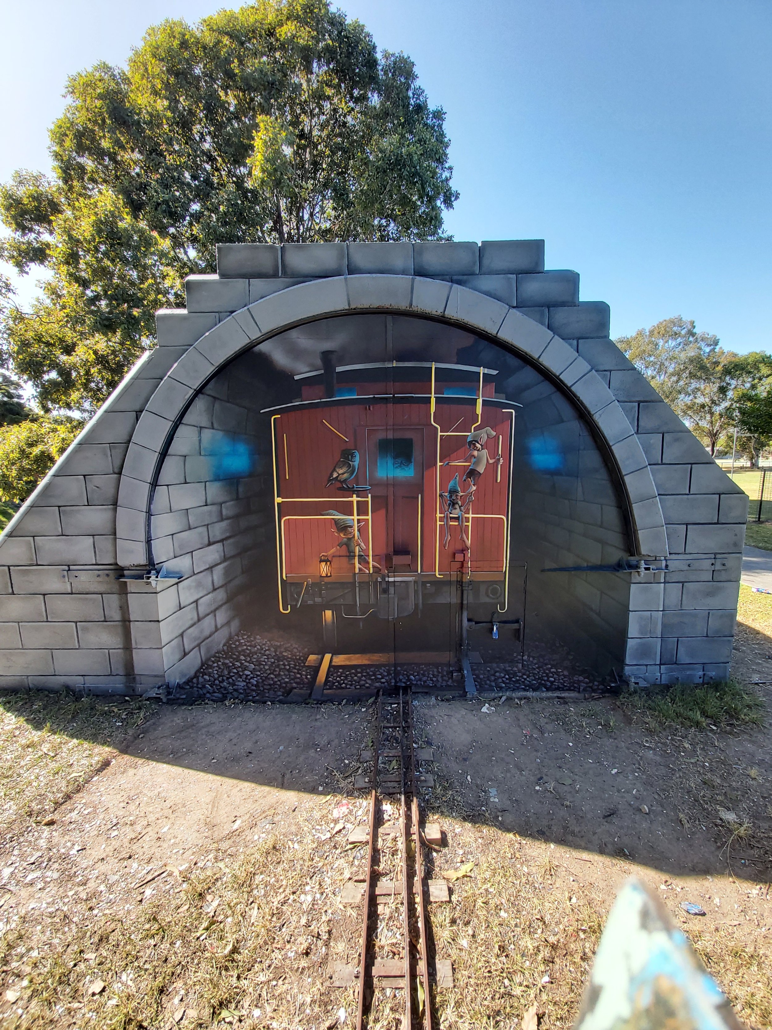 Part of miniature train storage tunnel at Woodridge.
