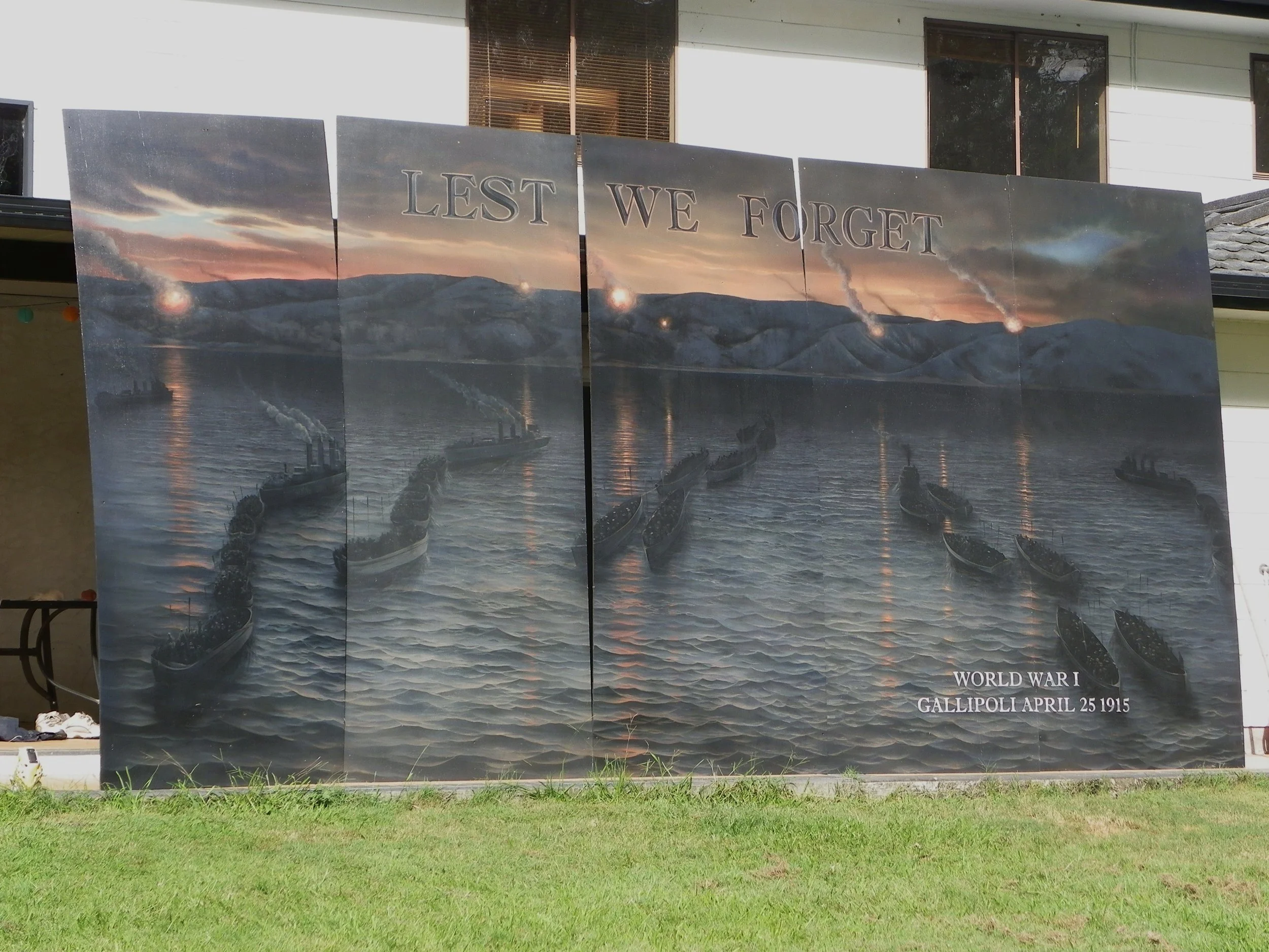 World War 1 scene, painted on boards and placed at Hillcrest, to the south of Brisbane.