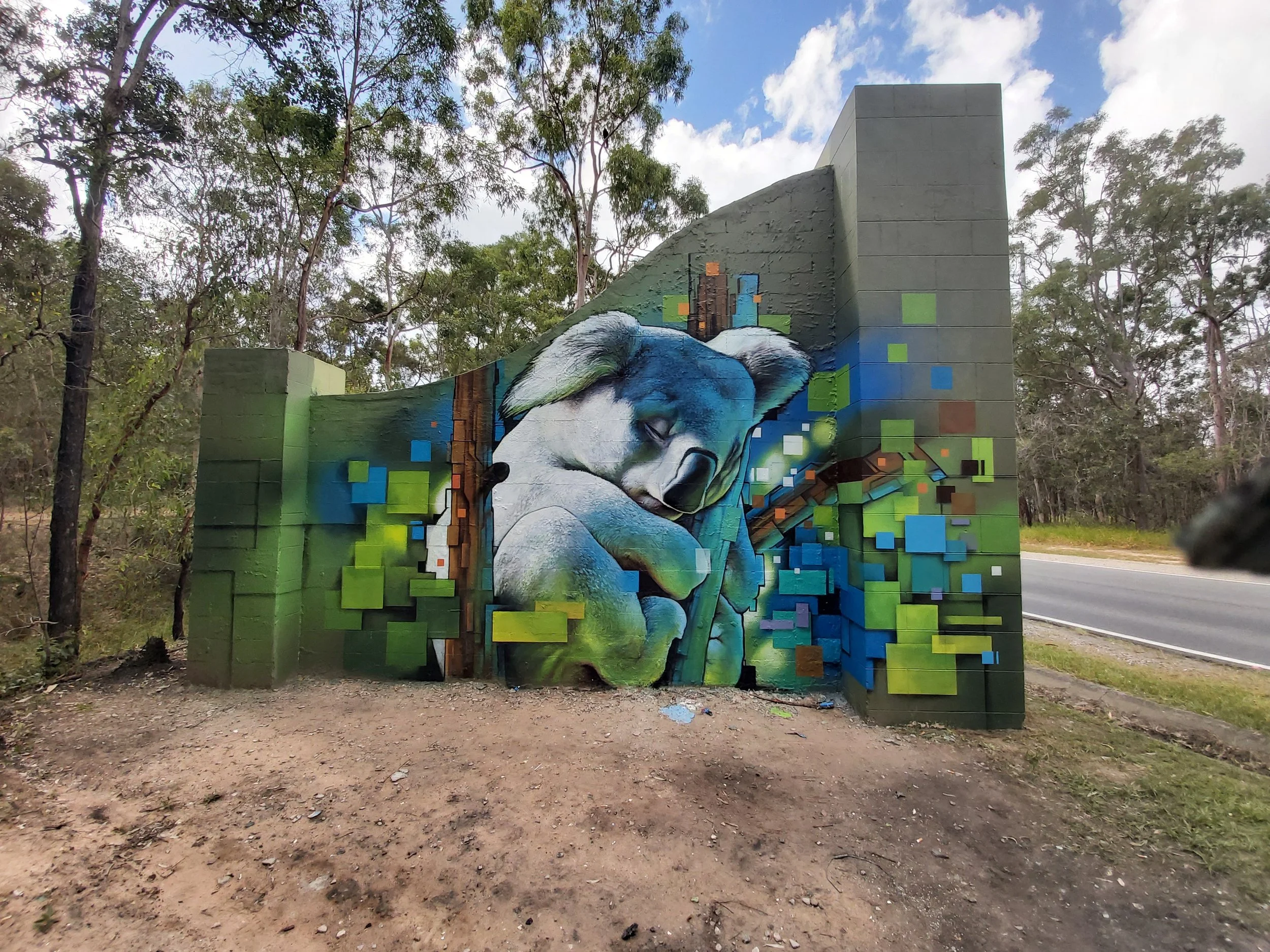 One of two Koala based murals painted on the entrance gates to Heritage Park.
Brisbane, Queensland.